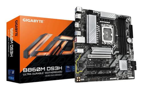 GIGABYTE B860M DS3H Carte mère - Processeurs Intel Core Ultra, VRM 5+1+2+1 phases, jusqu'à 9066MHz DDR5, 1xPCIe 5.0 + 1xPCIe 4.0 M.2, LAN 2,5 GbE, USB 3.2 Gen 2