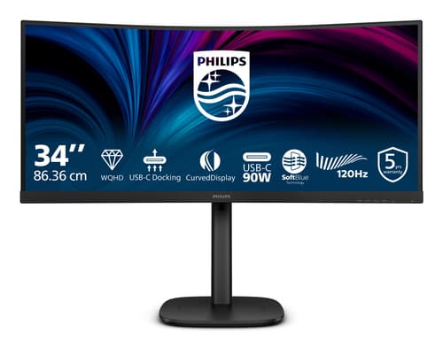 Philips 3000 series 34B2U3600C/00 écran plat de PC 86,4 cm (34") 3440 x 1440 pixels Wide Quad HD LCD Noir