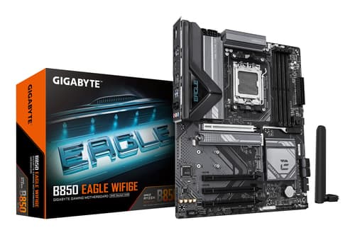 GIGABYTE B850 EAGLE WIFI6E Carte Mère - AMD Ryzen 9000 Series CPUs, VRM numérique 8+2+2 phases, jusqu'à 8200MHz DDR5 (OC), 1xPCIe 5.0 + 2xPCIe 4.0 M.2, LAN GbE, WIFI 6E, USB 3.2 Gen 2