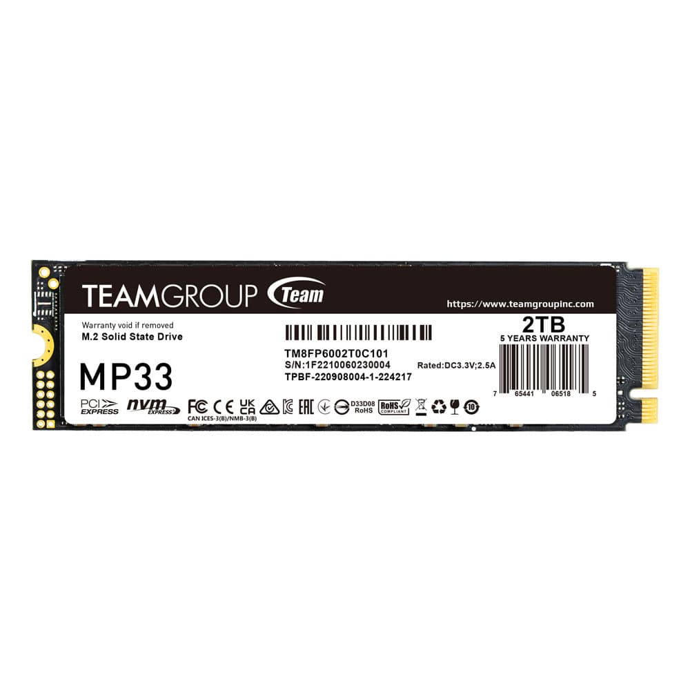 TeamGroup MP33 M.2 PCIe Gen3.0 x4 with NVMe 1.3 -M key 2280
2TB