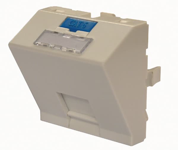 SOCAMONT Plastron incliné 1 entrée Keystone 45x45 avec volet et inserts de couleur Platine Réseaux