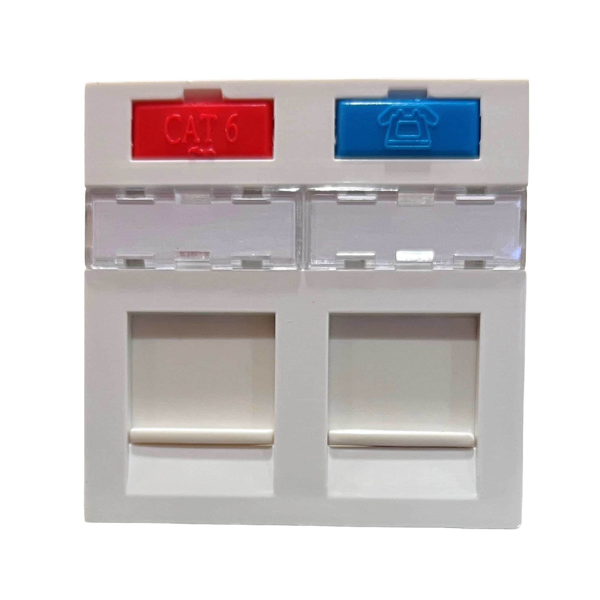 SOCAMONT Plastron droit 2 entrées Keystone 45x45 avec volet et inserts de couleur