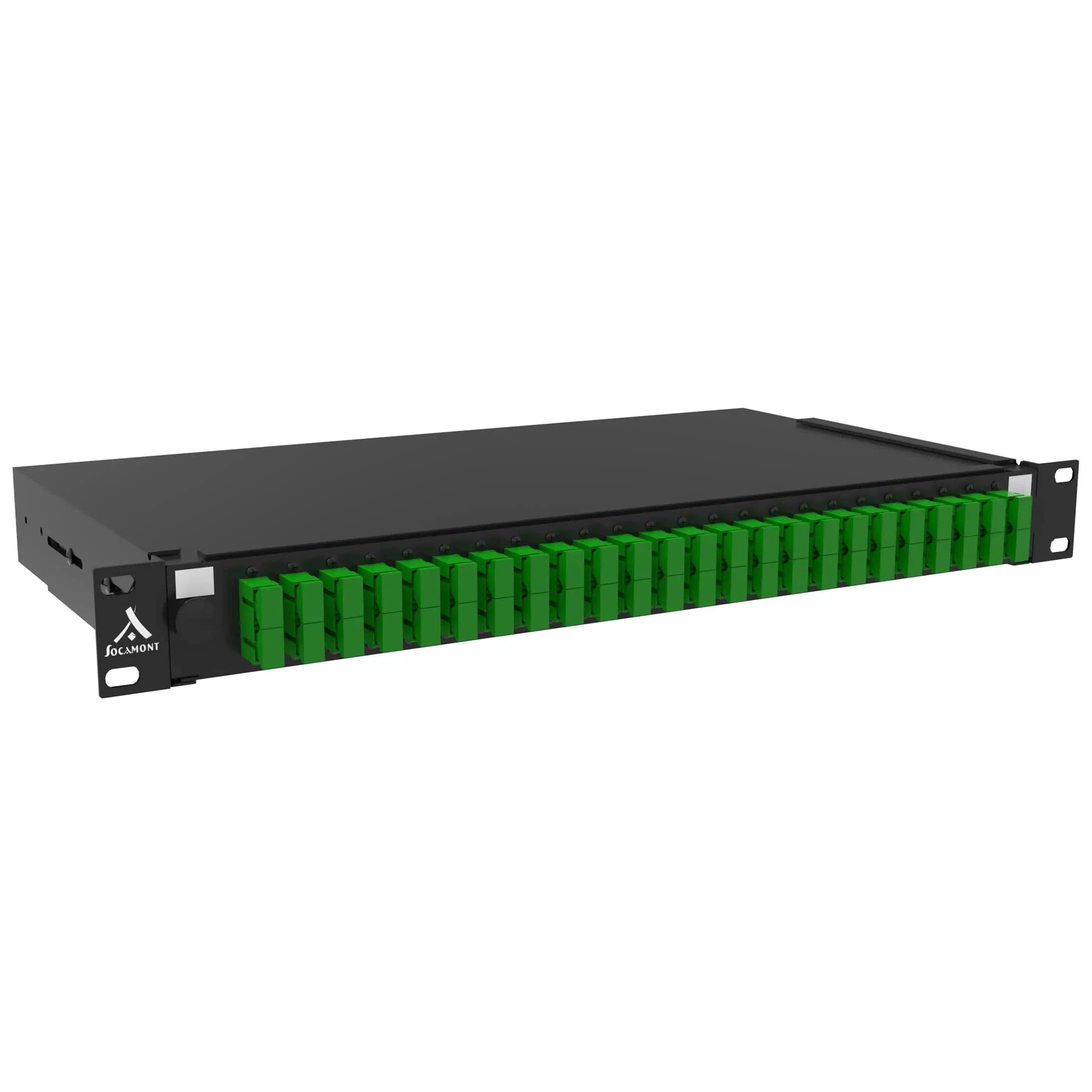 SOCAMONT Tiroir optique 19" avec 24 SC APC duplex monomode vert/ kit management