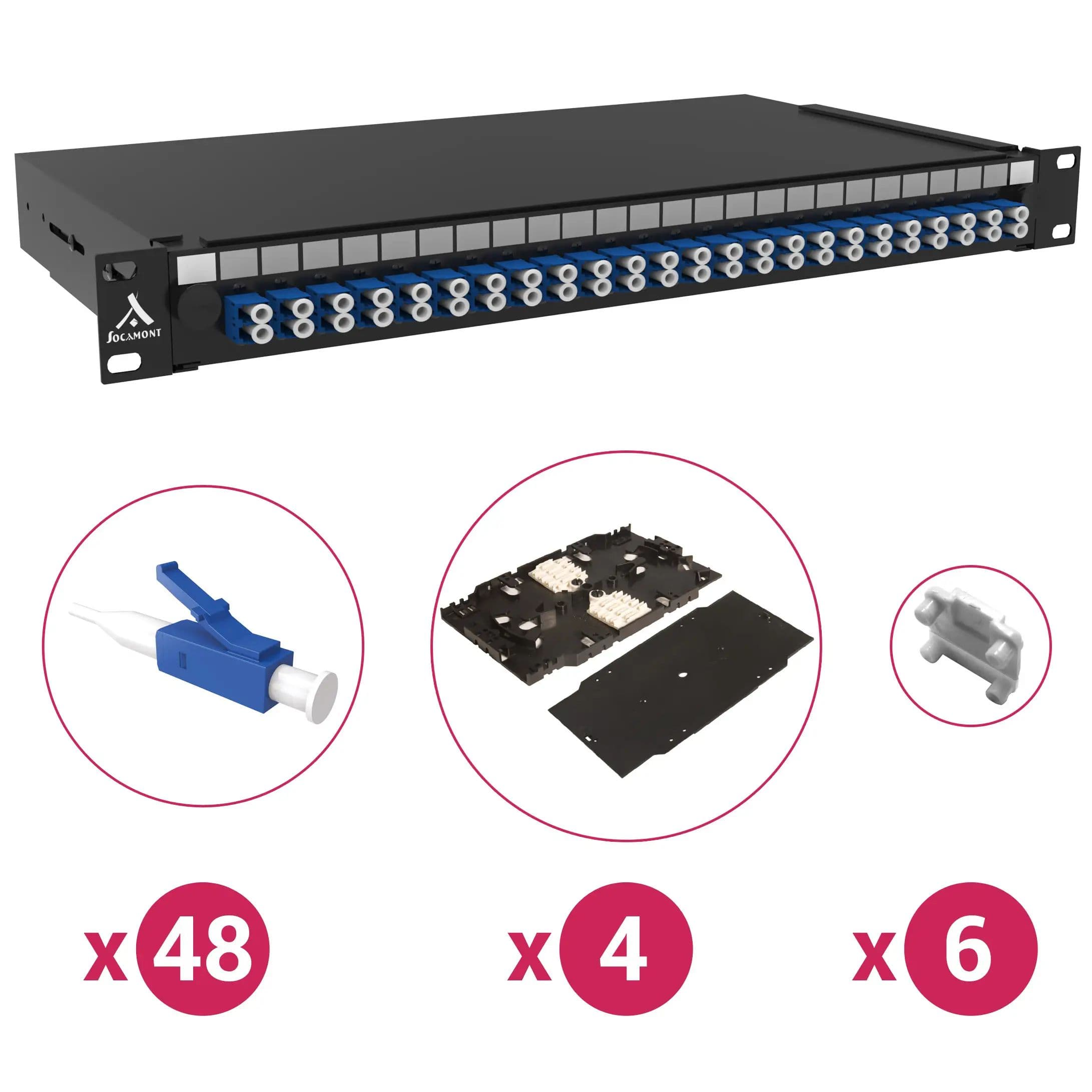 SOCAMONT TIROIR OPTIQUE 19" 48 FO 88905 24 LC MONO DPLX PACK ACCESSOIRES