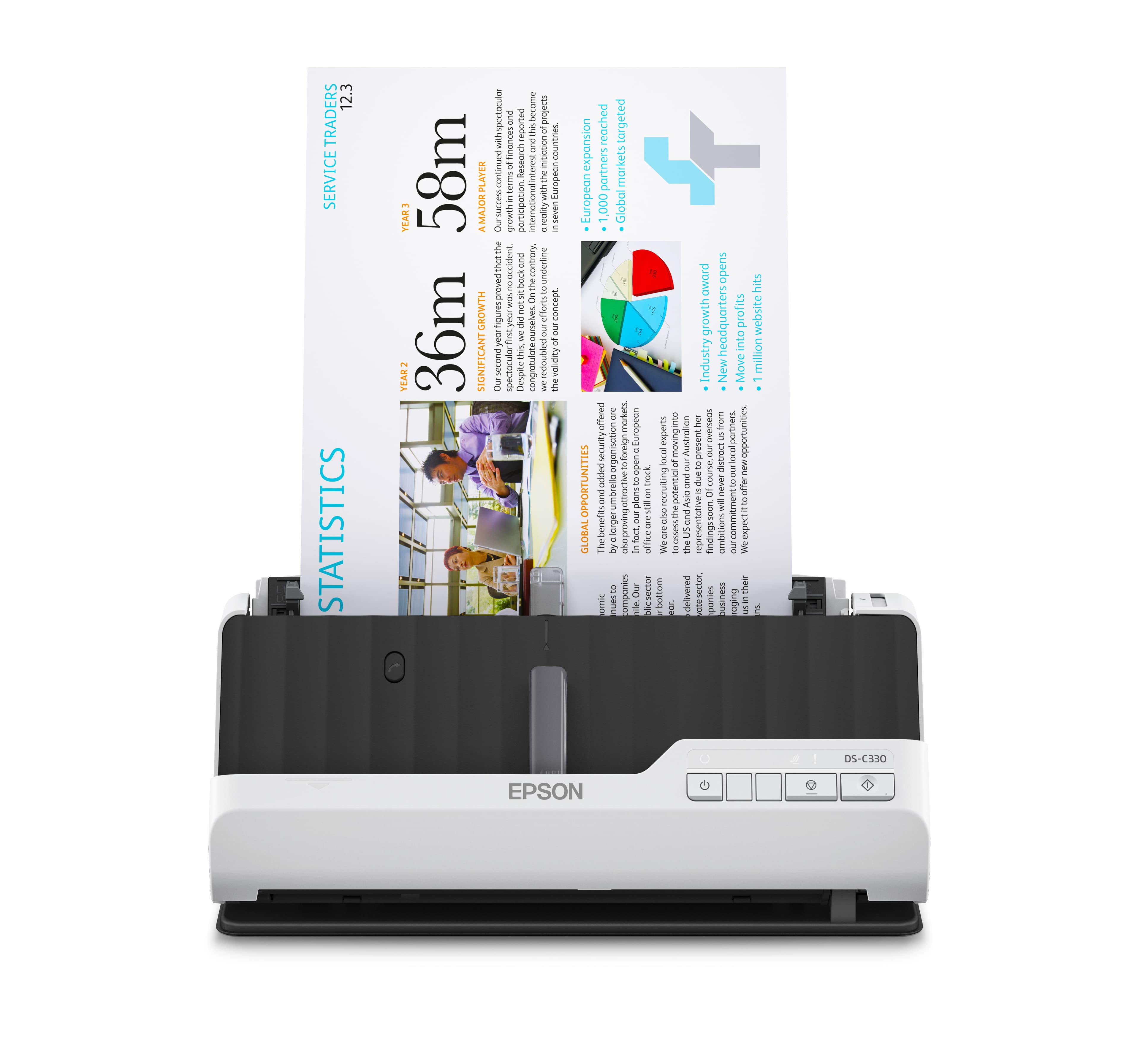 Epson DS-C330 Chargeur automatique de documents + Scanner à feuille 600 x 600 DPI A4 Noir, Blanc