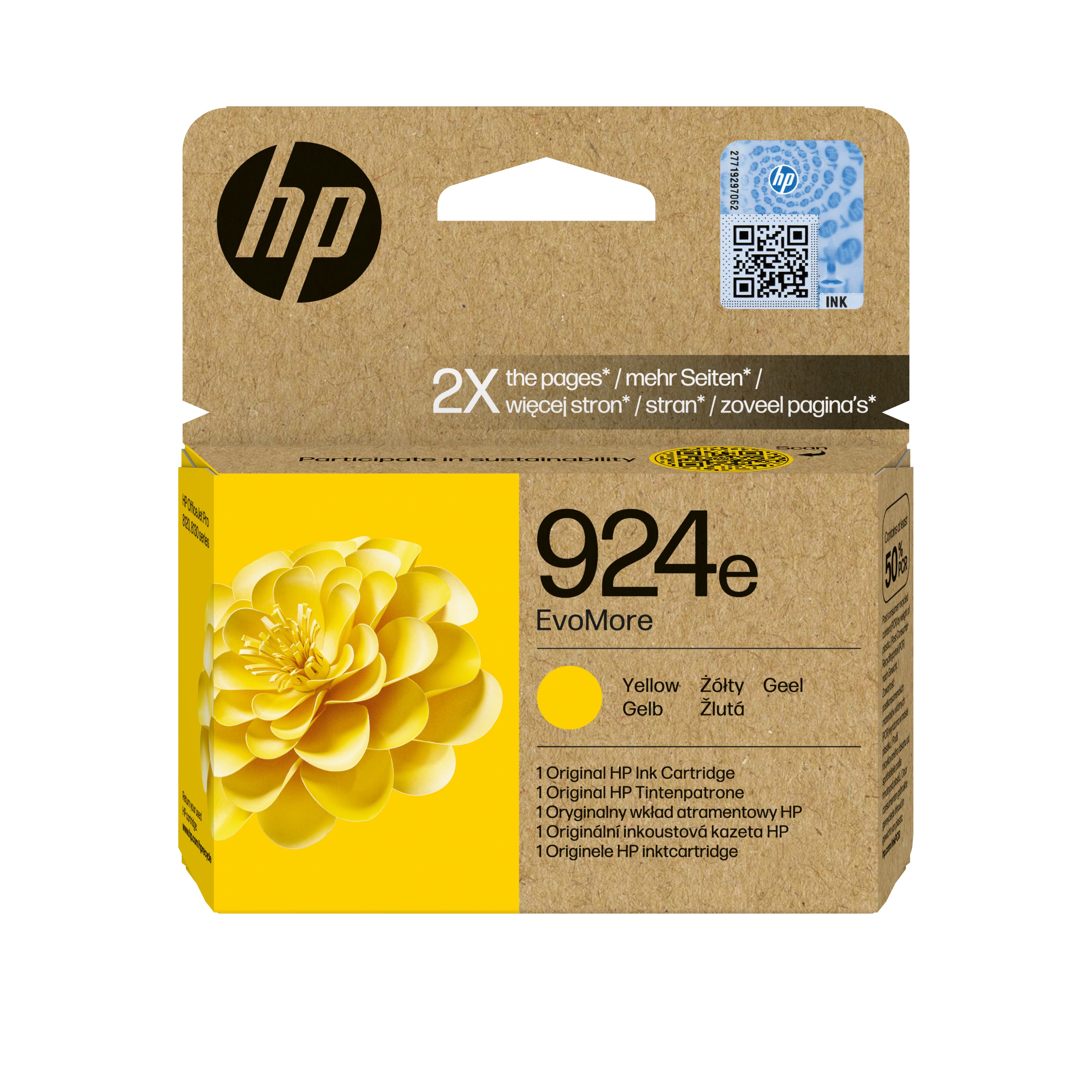 HP 924e Cartouche d’encre authentique Jaune EvoMore