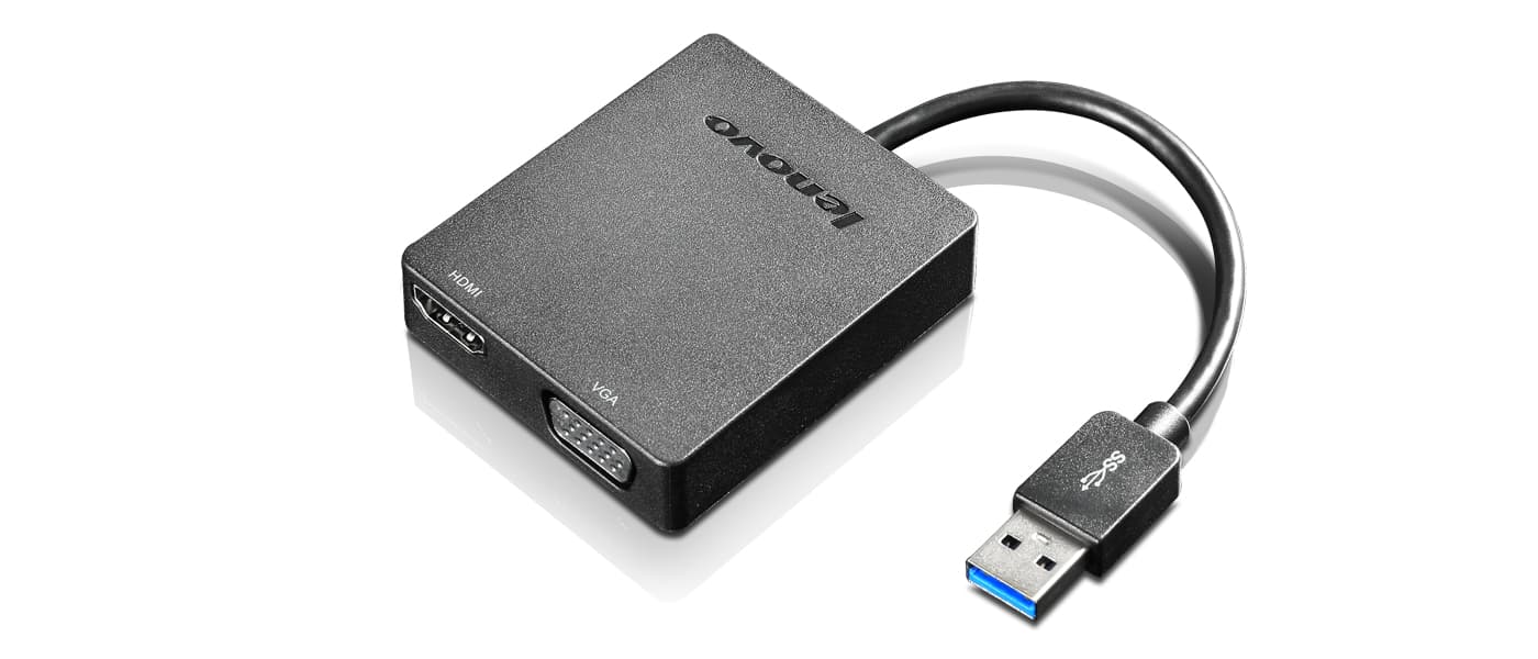 Lenovo Universal USB 3.0 to VGA/HDMI adaptateur graphique USB Noir