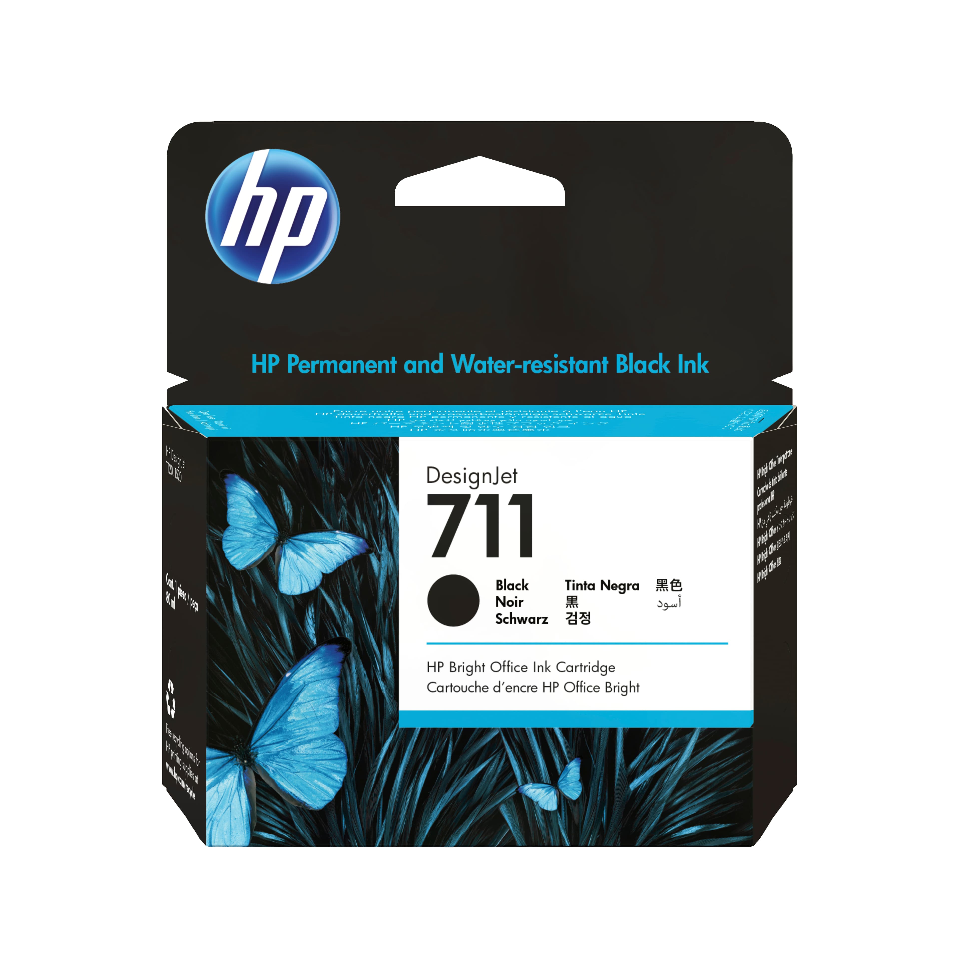 HP 711 cartouche d'encre DesignJet noir, 80 ml