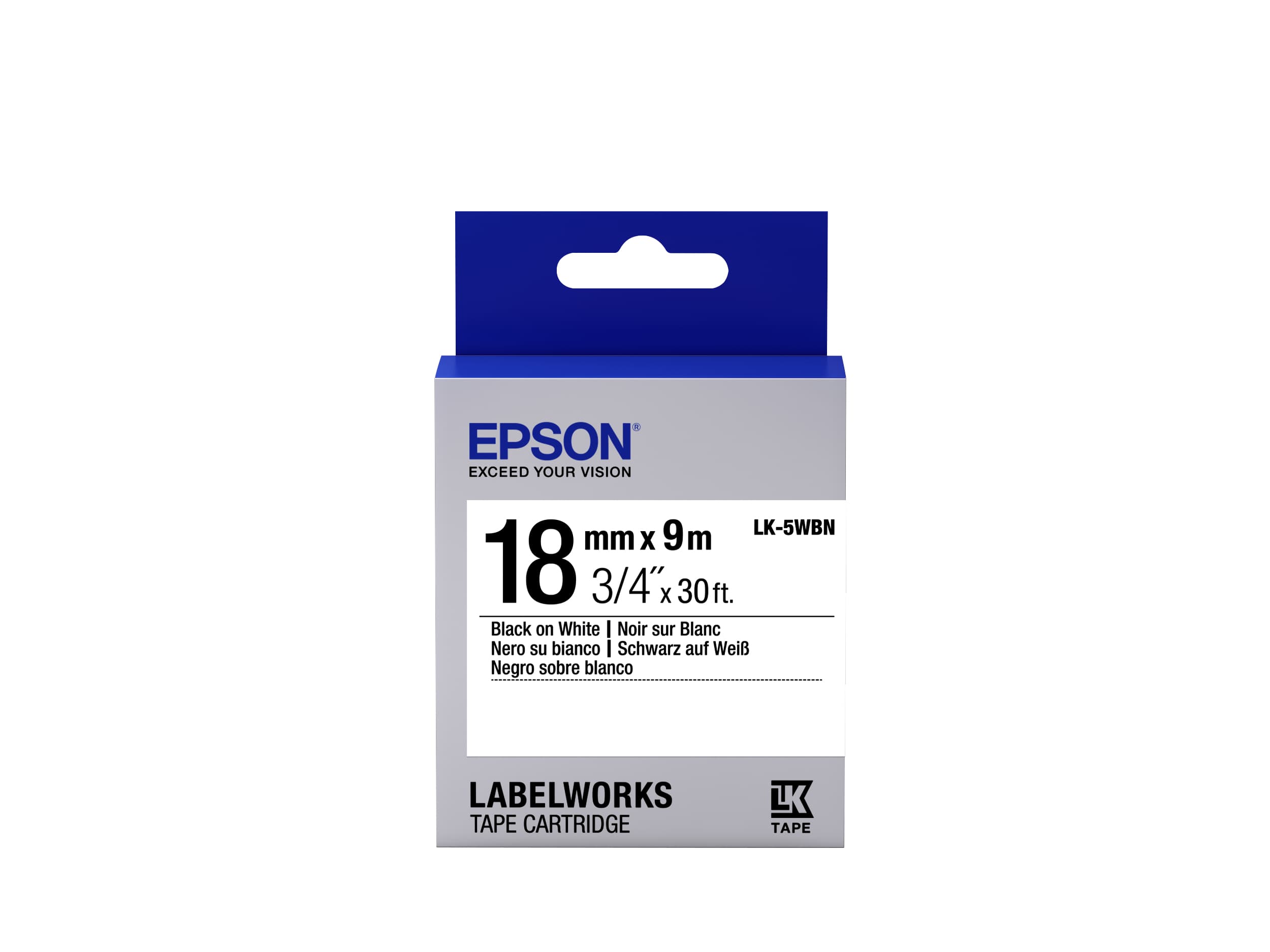 Epson LK-5WBN - Standard - Noir sur Blanc - 18mmx9m
