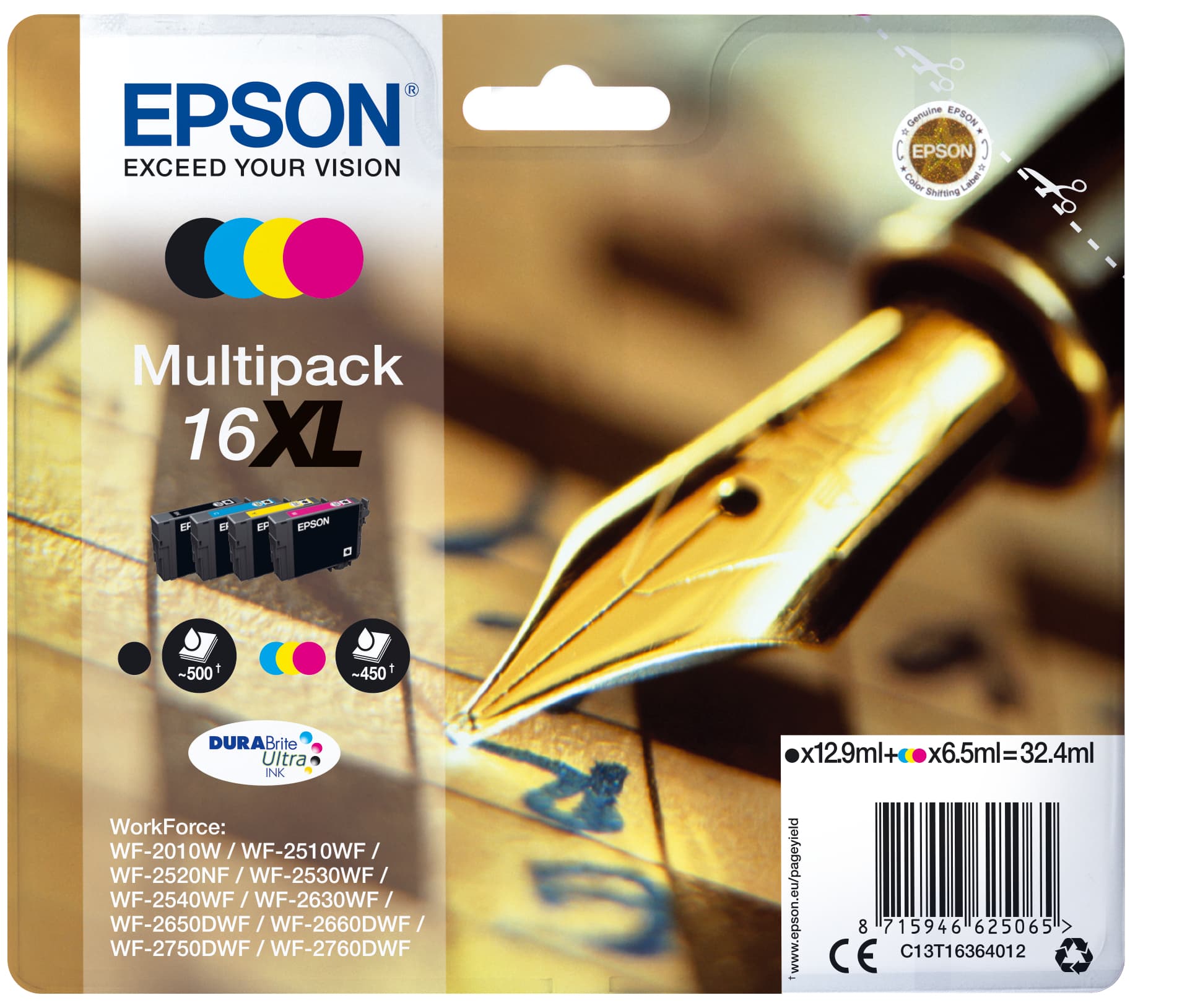 Epson Pen and crossword Multipack "Stylo à plume" 16XL - Encre DURABrite Ultra N,C,M,J