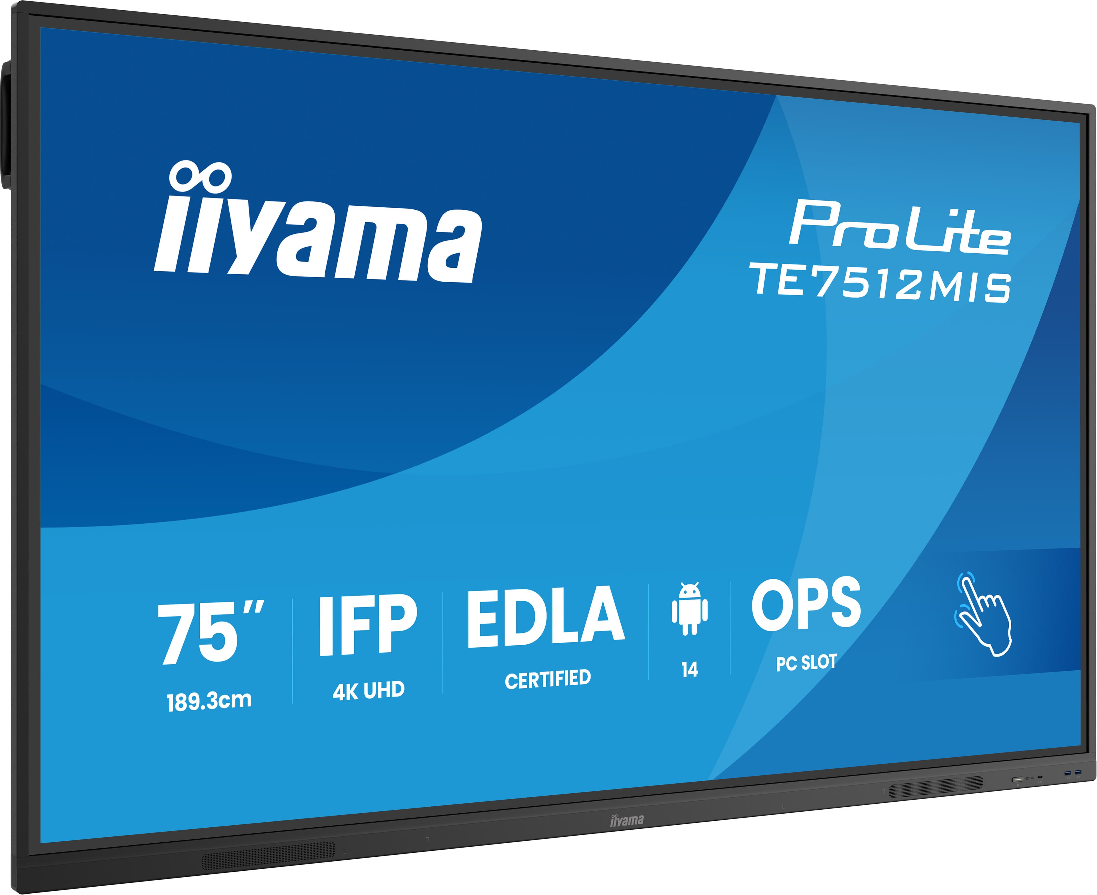 iiyama TE7512MIS-B4AG Écran d'affichage dynamique Écran plat interactif 190,5 cm (75") LCD Wifi 400 cd/m² 4K Ultra HD Noir Écran tactile Intégré dans le processeur Android 24/7