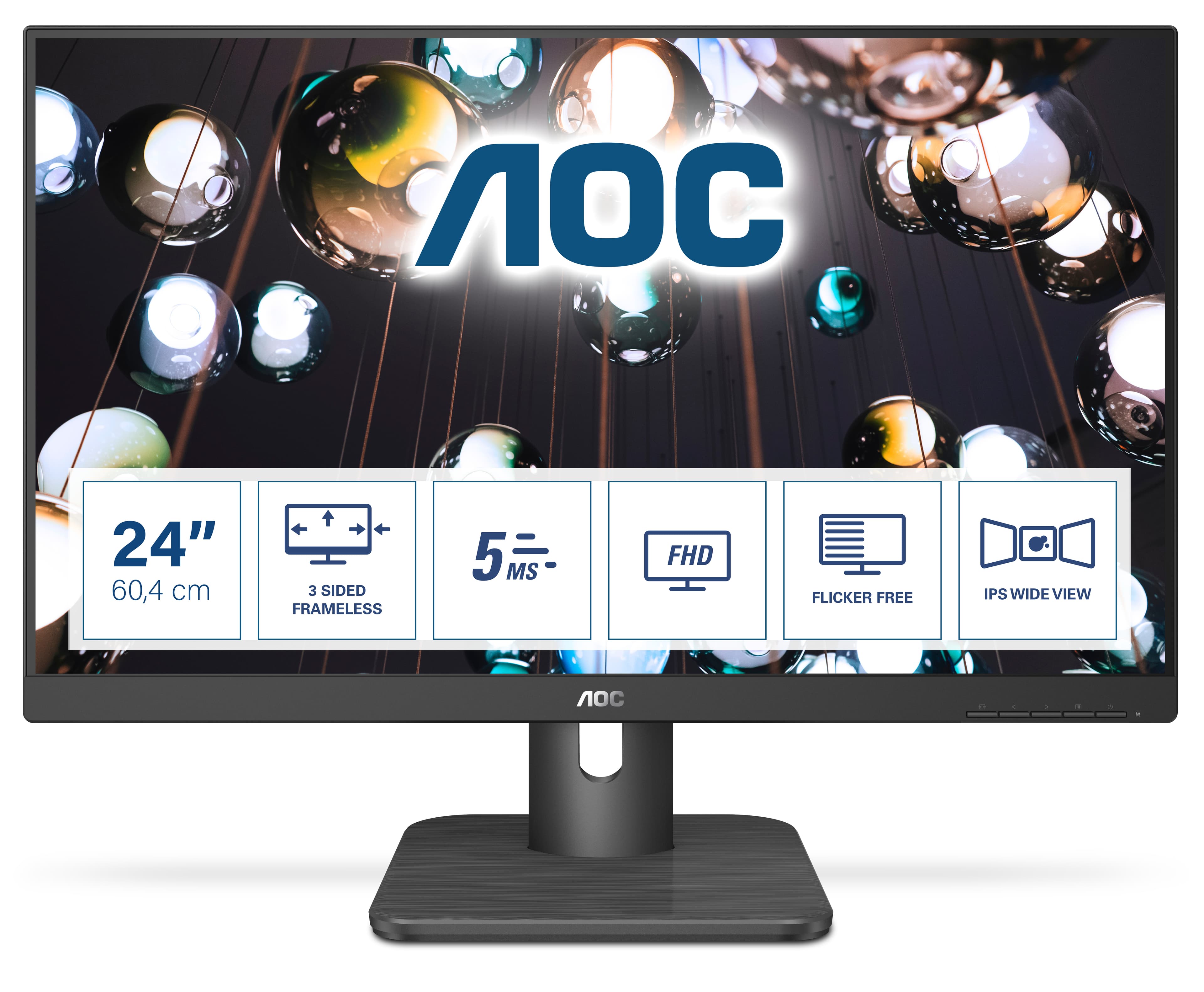 AOC E1 24E1Q écran plat de PC 60,5 cm (23.8") 1920 x 1080 pixels Full HD LED Noir
