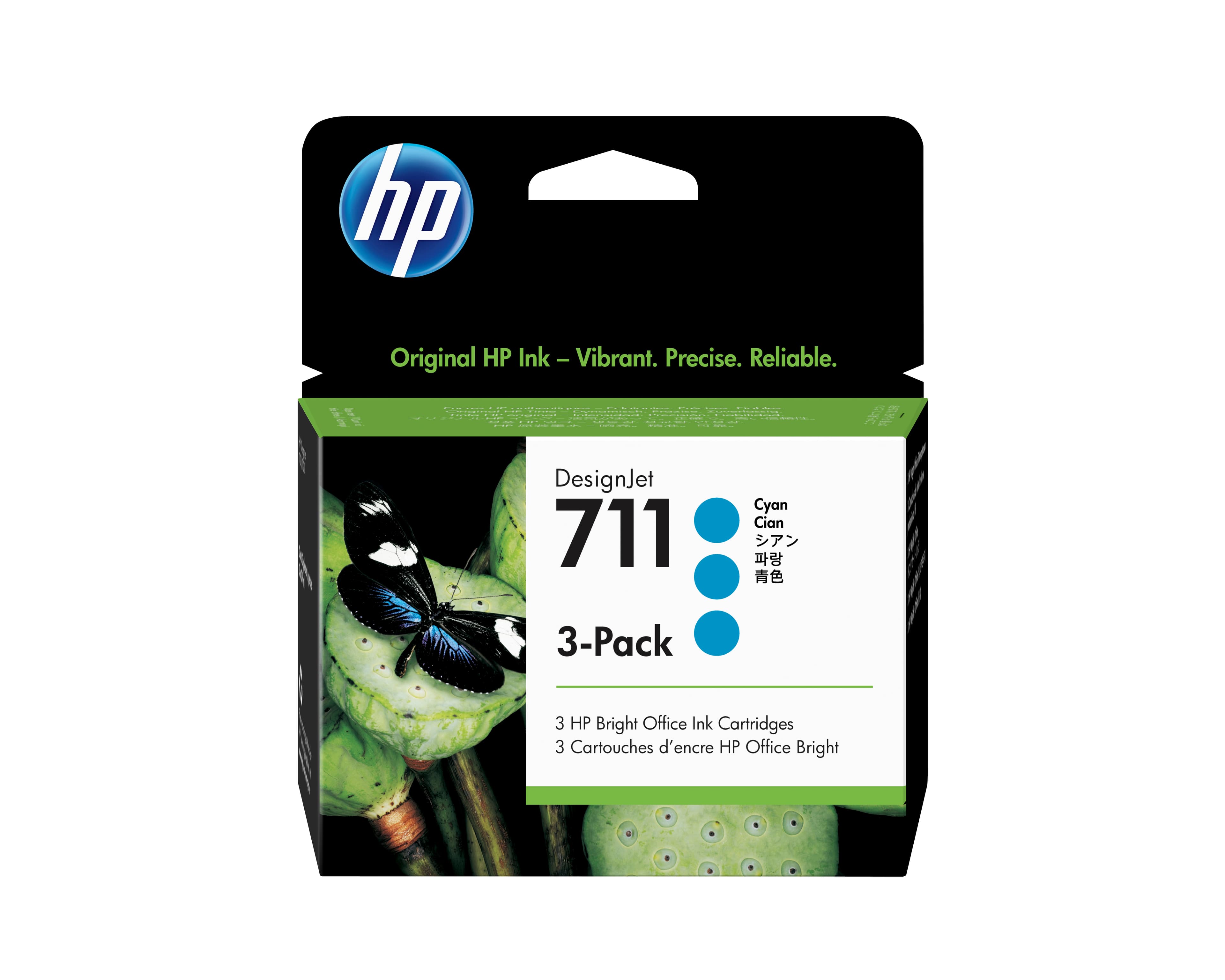 HP 711 pack de 3 cartouches d'encre DesignJet cyan, 29 ml