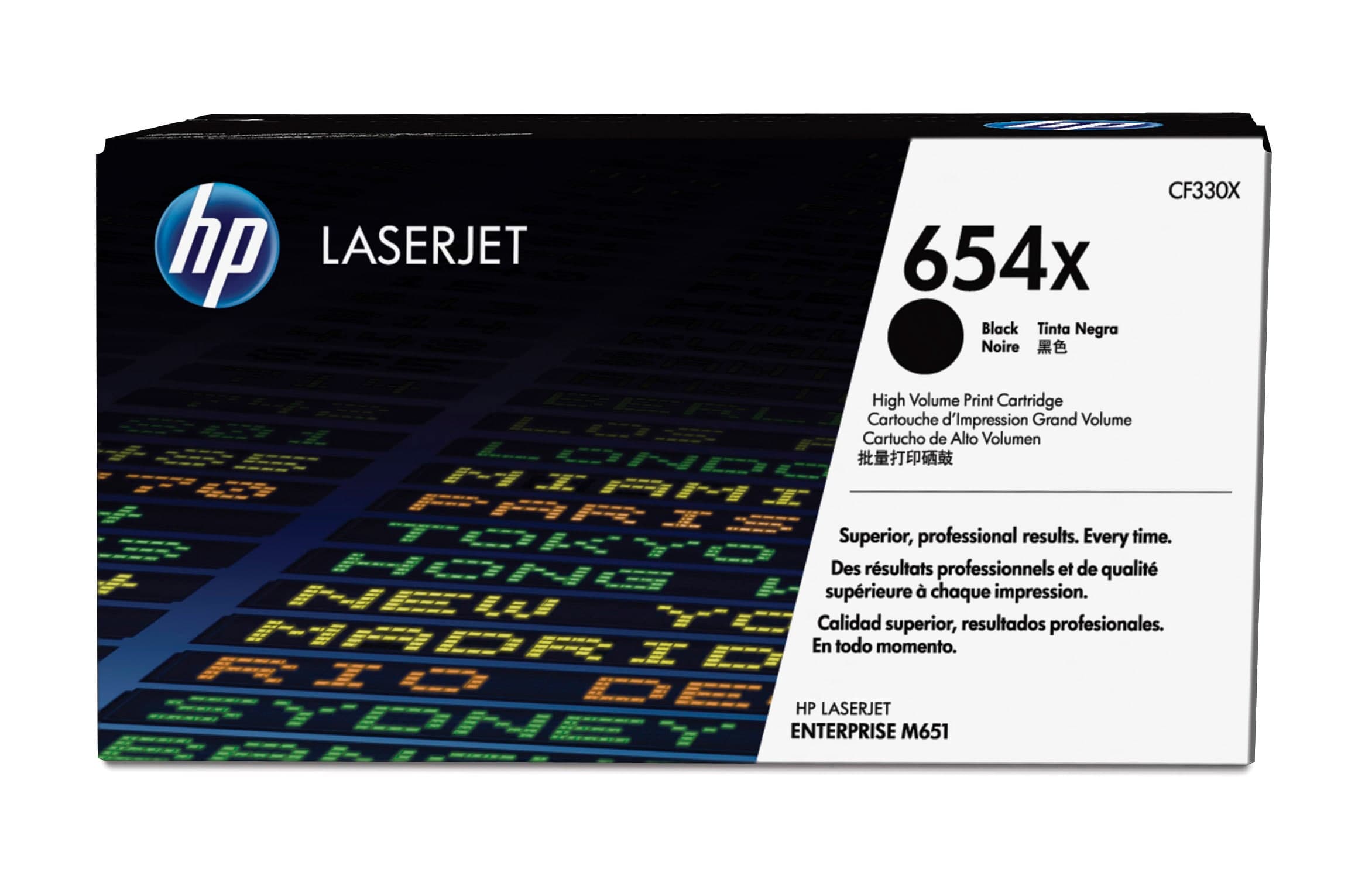 HP 654X toner noir grande capacité LaserJet authentique avec toner ColorSphere