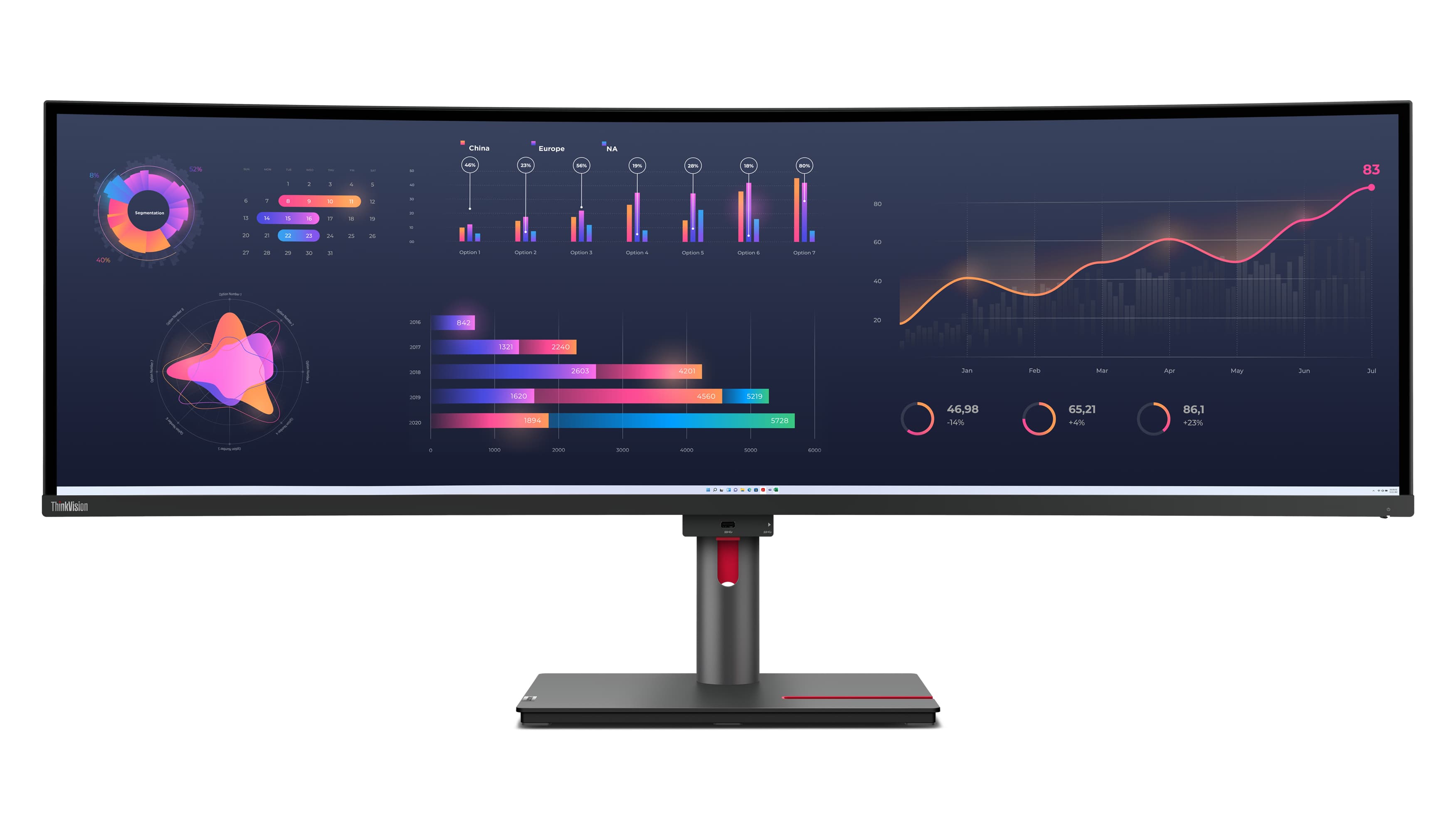 Lenovo ThinkVision P49w-30 écran plat de PC 124,5 cm (49") 5120 x 1440 pixels DQHD LED Noir