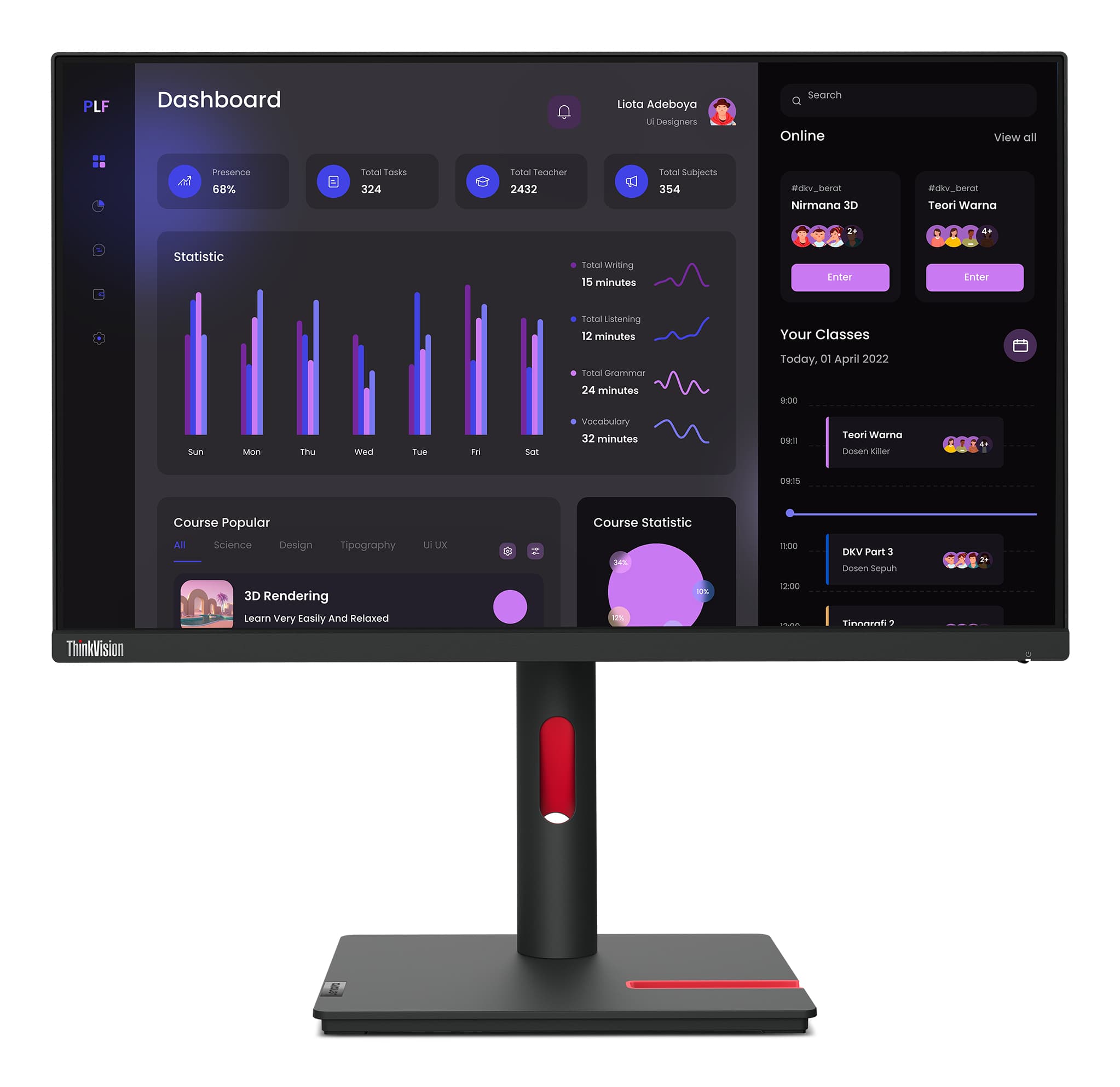 Lenovo ThinkVision T24i-30 écran plat de PC 60,5 cm (23.8") 1920 x 1080 pixels Full HD LED Noir