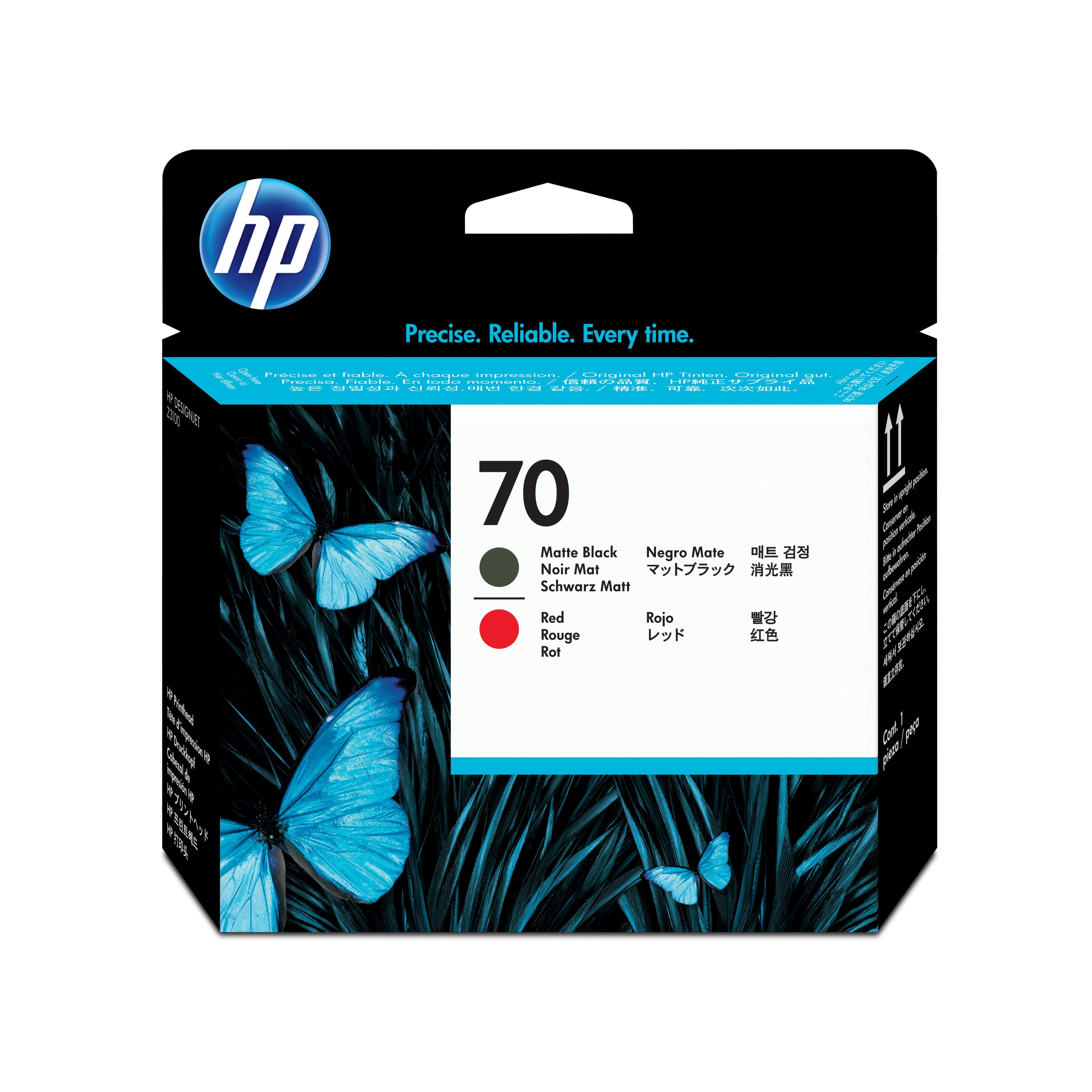 HP 70 tête d'impression DesignJet noir mat et rouge