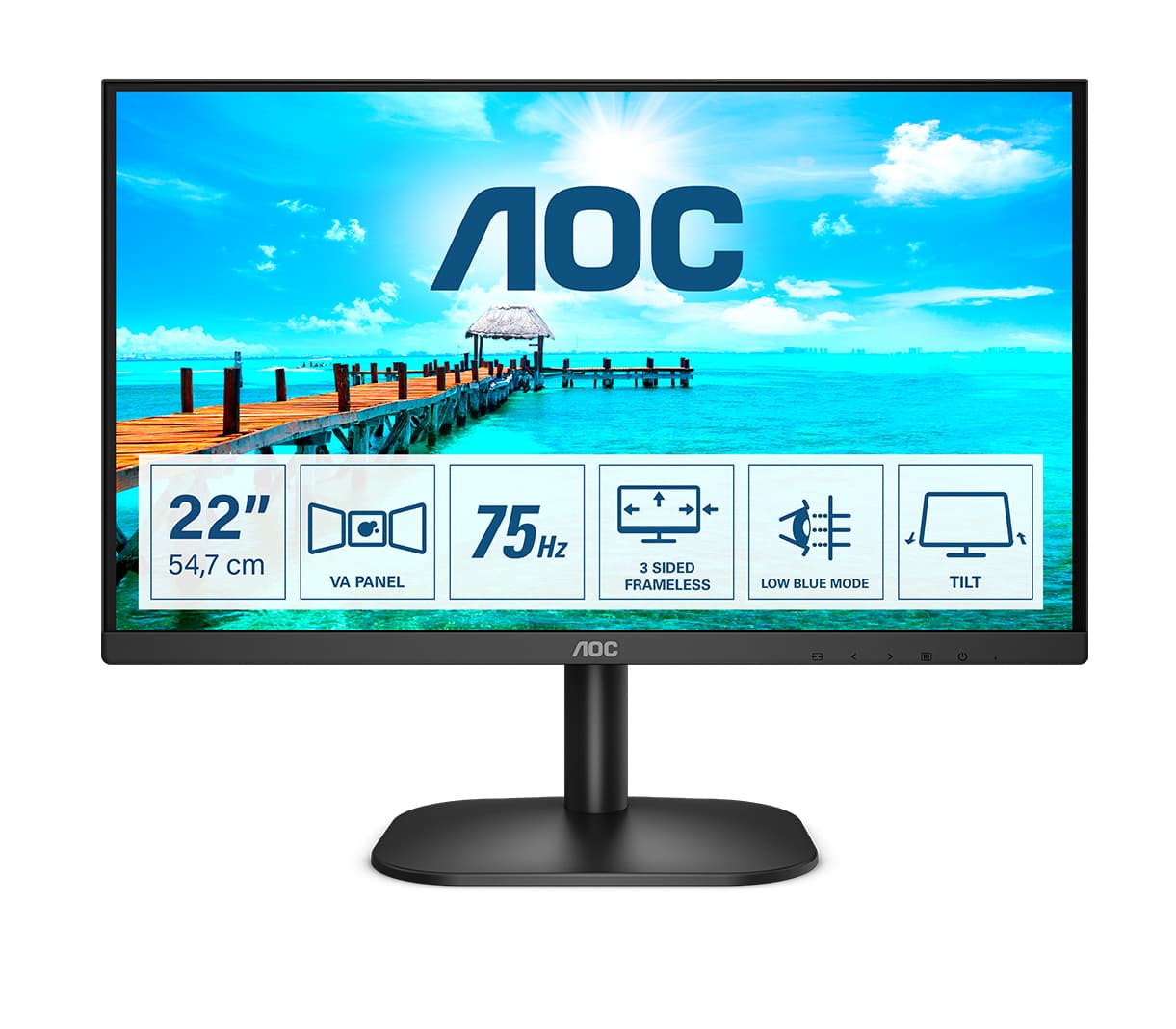 AOC B2 22B2H/EU écran plat de PC 54,6 cm (21.5") 1920 x 1080 pixels Full HD LED Noir
