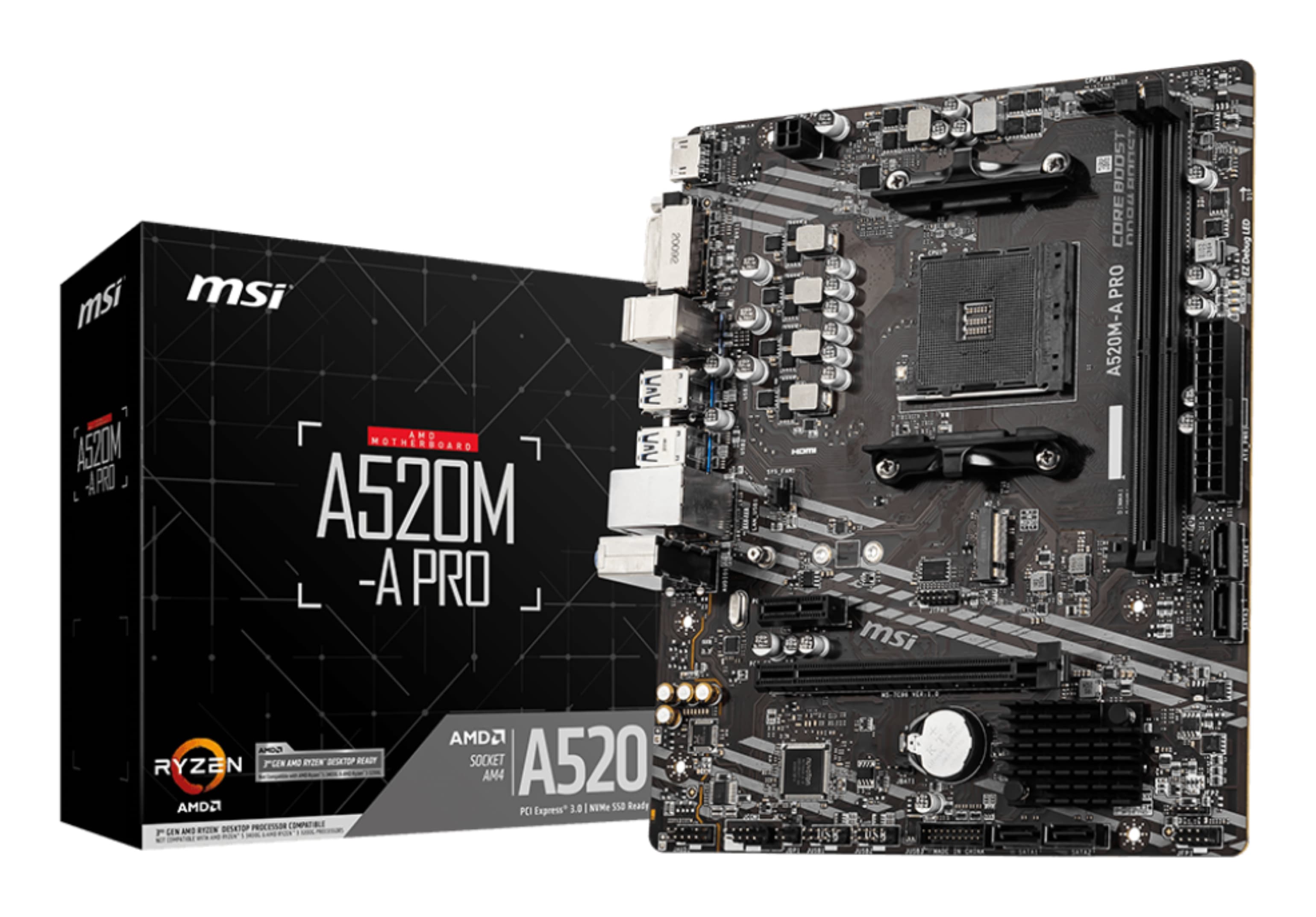 MSI A520M-A PRO carte mère AMD A520 Emplacement AM4 micro ATX