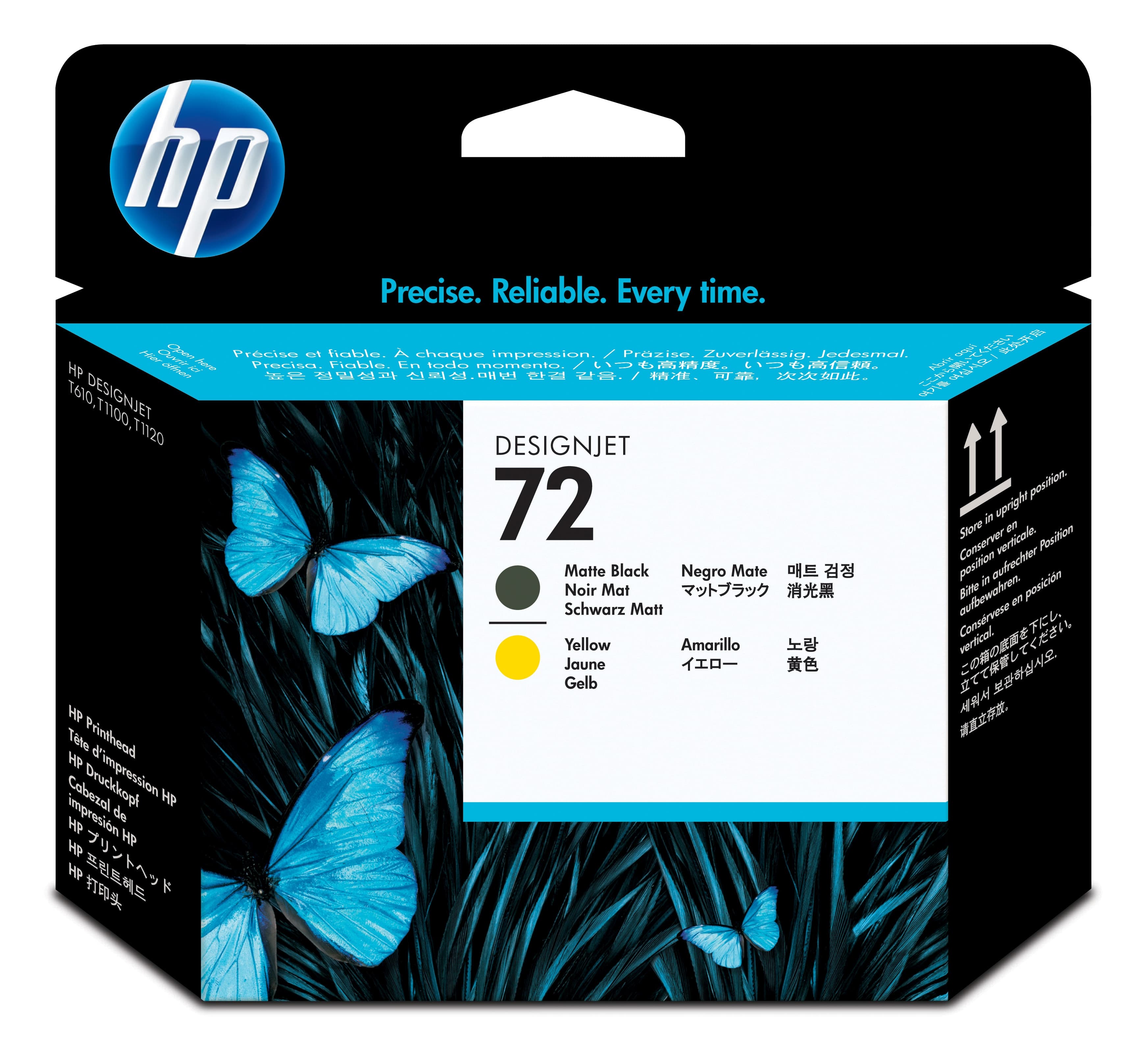 HP 72 tête d'impression DesignJet noir mat et jaune