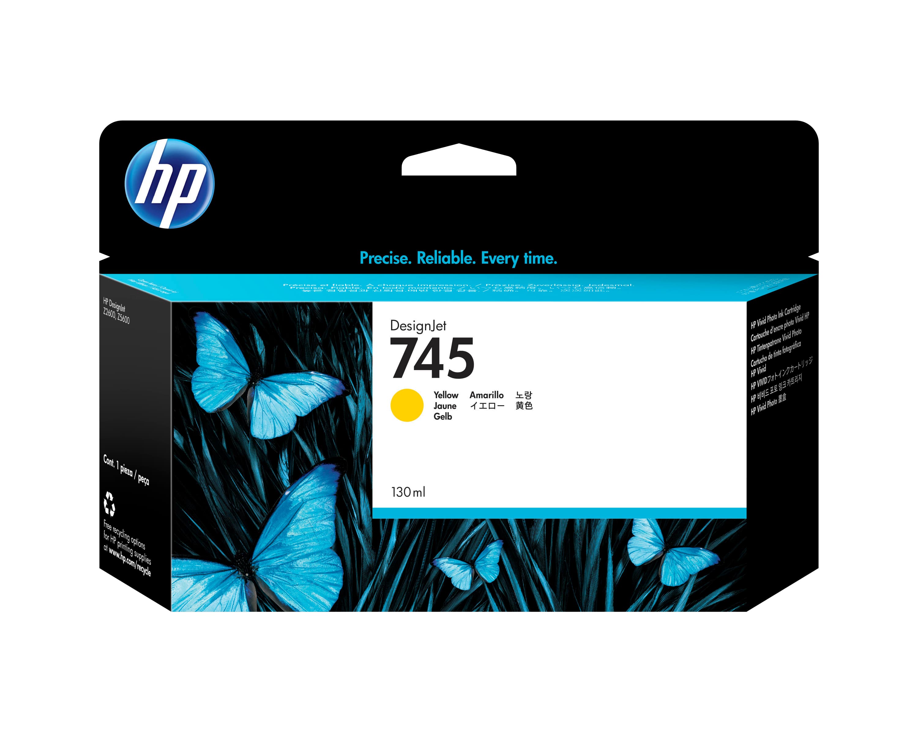 HP Cartouche d'encre DesignJet 745 jaune, 130 ml