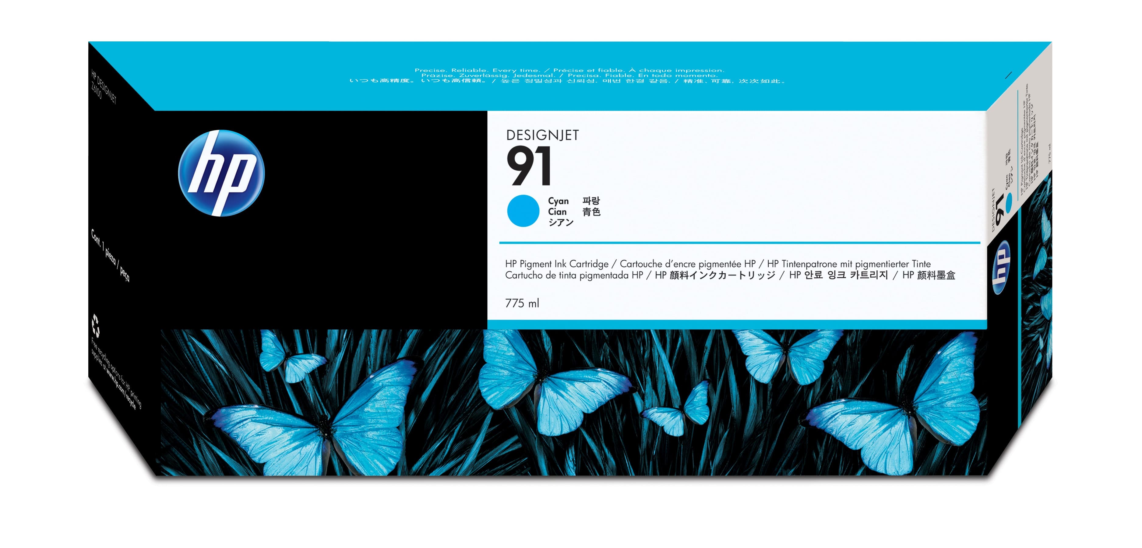 HP 91 DesignJet cartouche d'encre pigmentée cyan, 775 ml