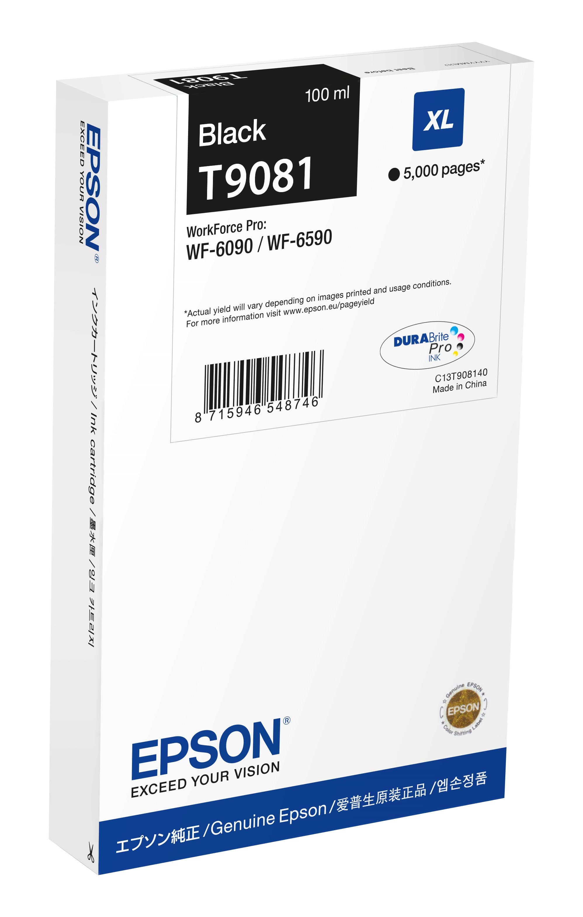 Epson C13T90814N cartouche d'encre 1 pièce(s) Original Rendement élevé (XL) Noir