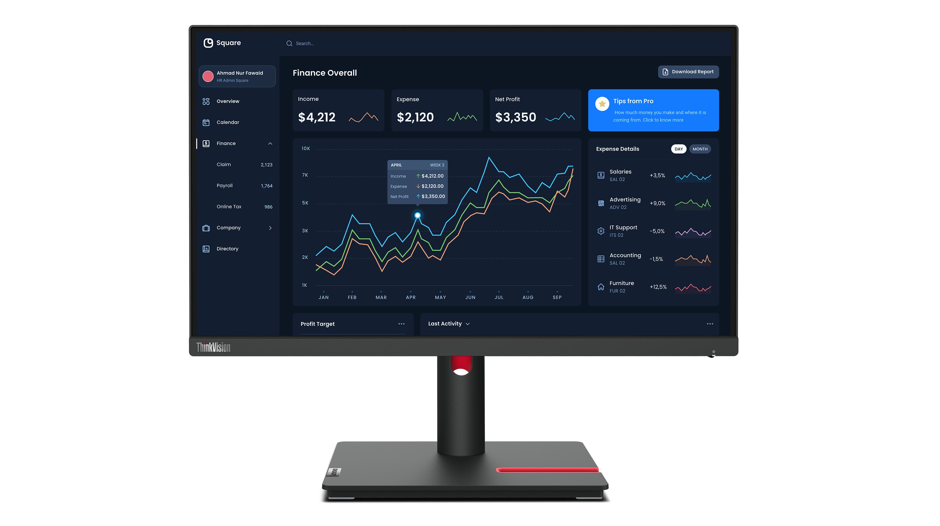Lenovo ThinkVision T22i-30 écran plat de PC 54,6 cm (21.5") 1920 x 1080 pixels Full HD LED Noir