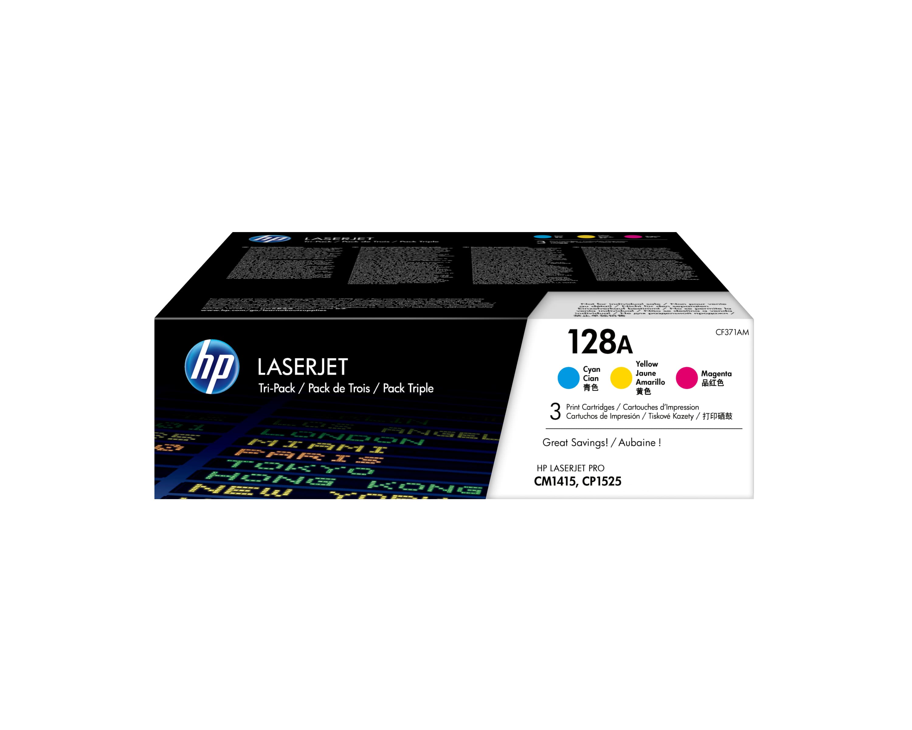 HP 128A pack de 3 toners LaserJet cyan/magenta/jaune authentiques