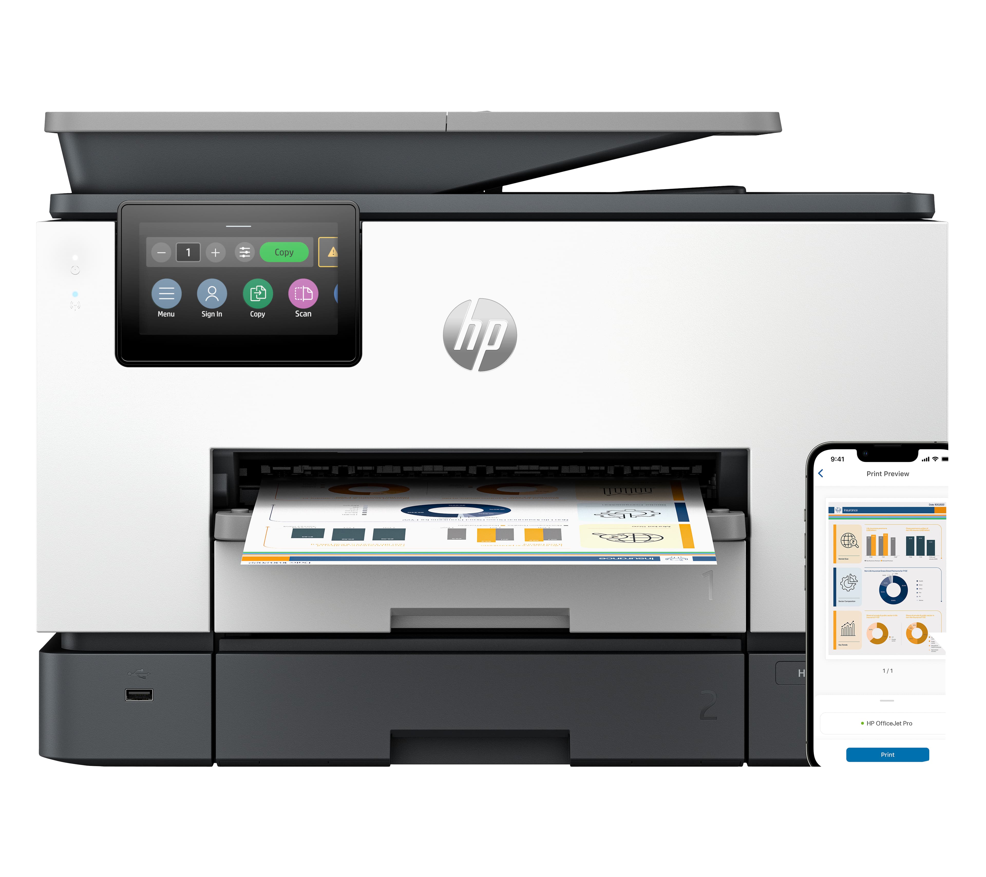 HP OfficeJet Pro 9130b Sans fil All-in-One Couleur Imprimante, Impression recto-verso; copieur, scanner