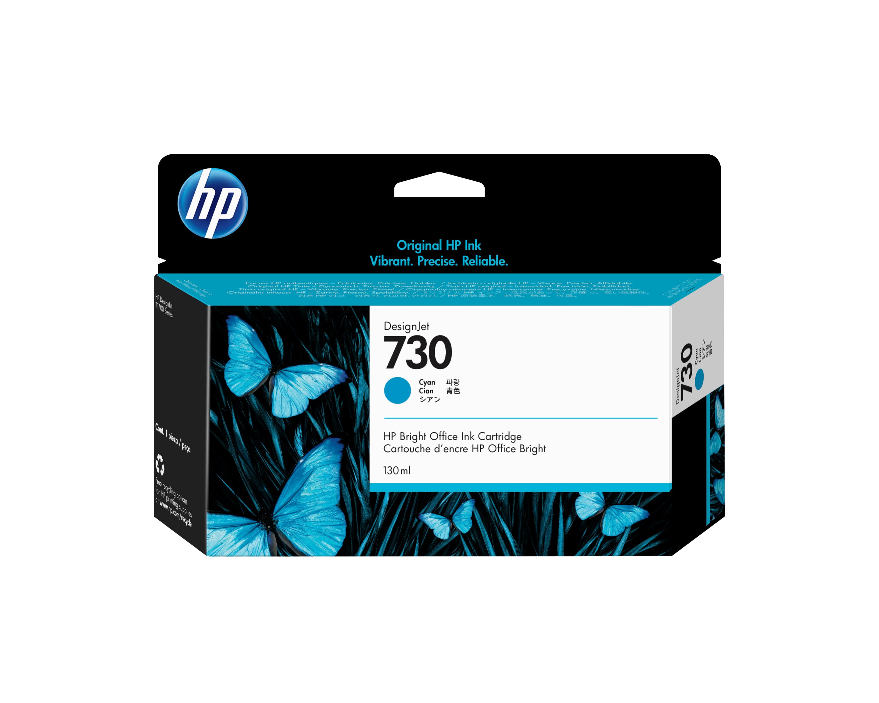 HP Cartouche d’encre 730 DesignJet cyan, 130 ml