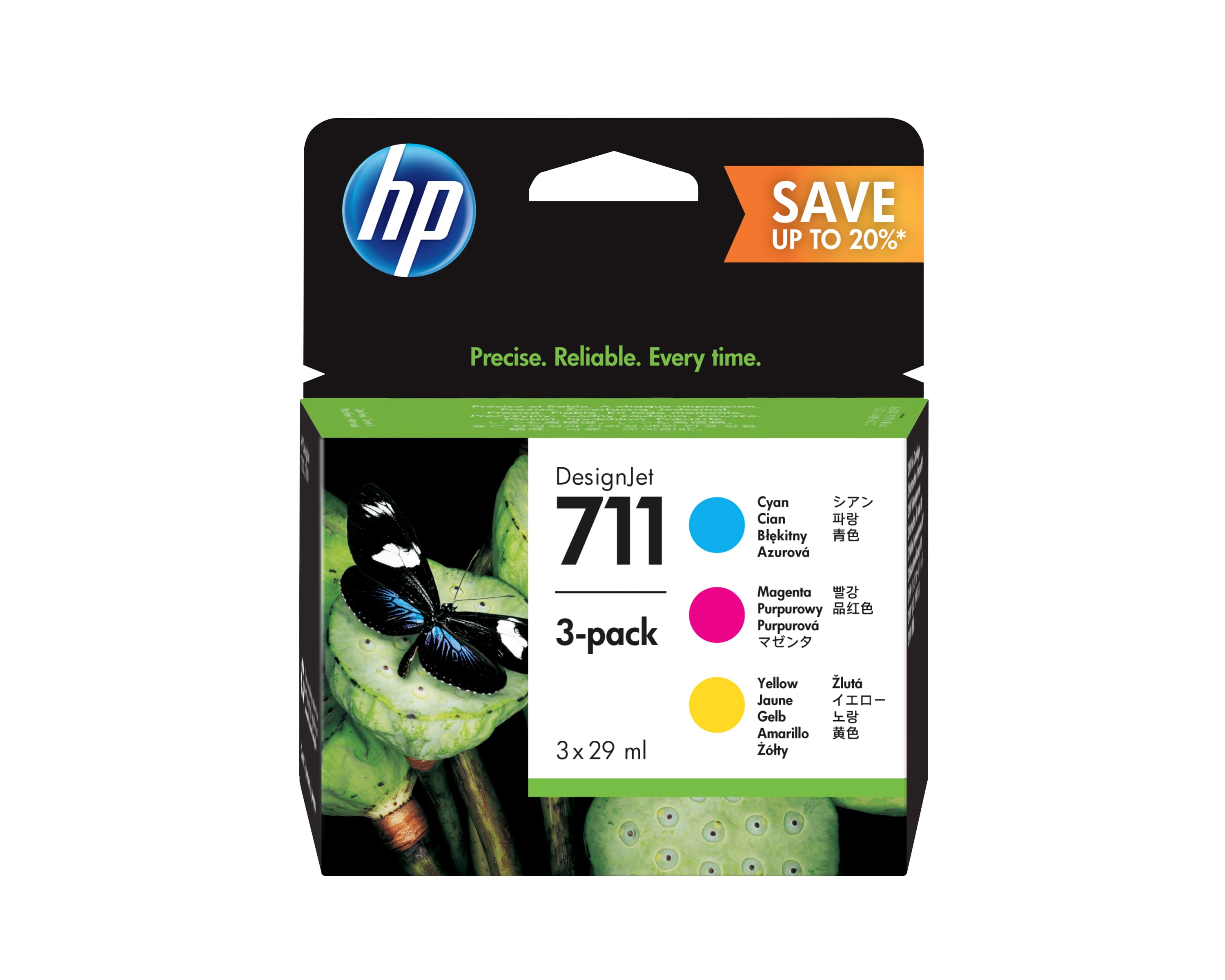 HP Cartouches d'encre cyan/magenta/jaune 711 DesignJet, 29 ml (pack de 3)