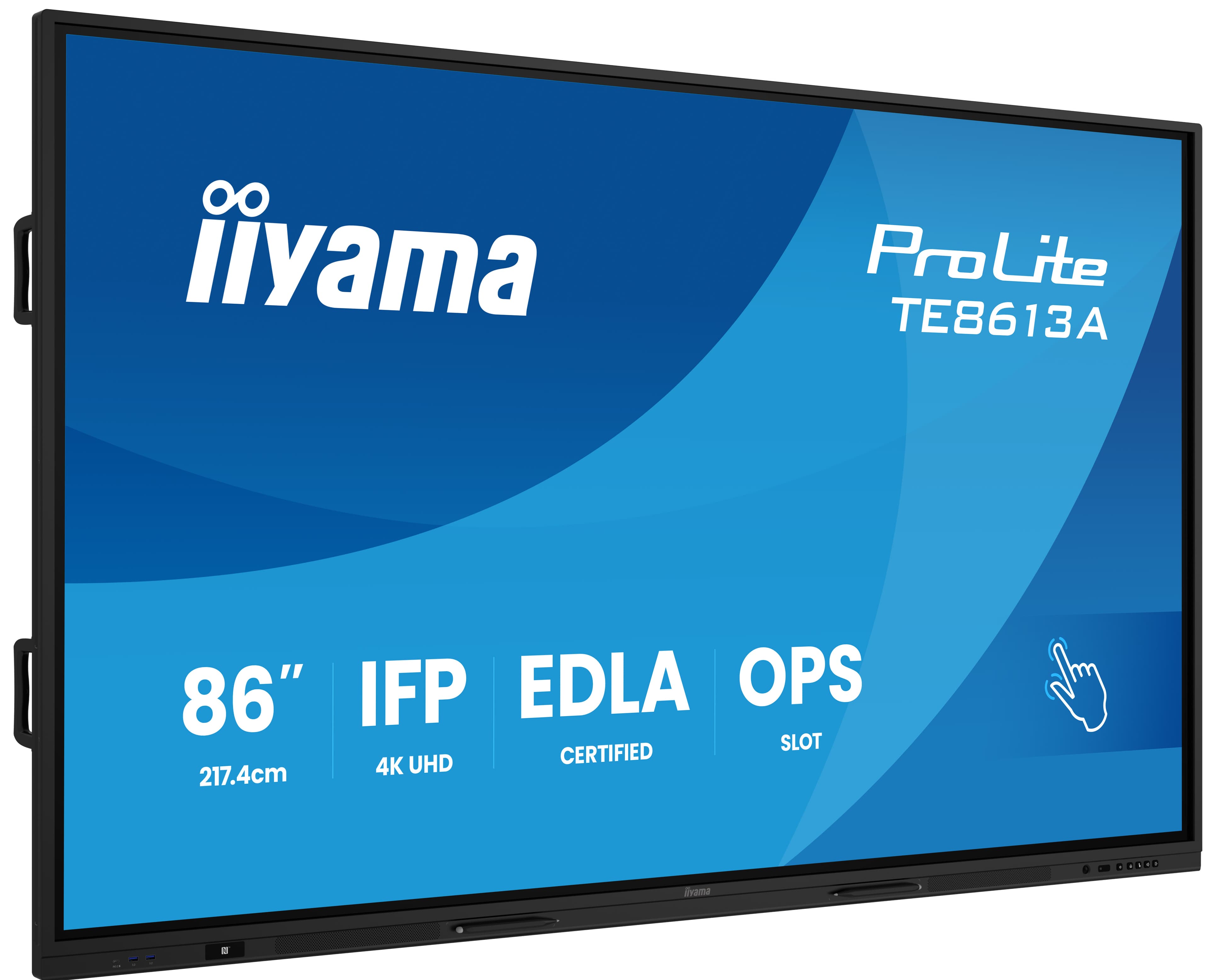 iiyama TE8613A-B1AG Écran d'affichage dynamique Écran plat interactif 2,17 m (85.6") Wifi 500 cd/m² 4K Ultra HD Noir Écran tactile Intégré dans le processeur Android 18/7