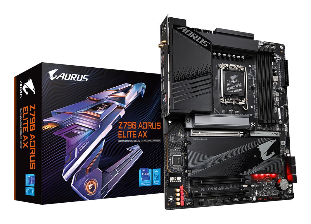 GIGABYTE Z790 AORUS ELITE AX Carte Mère - Prend en charge les processeurs Intel Core 14e génération, 16*+2+1 Phases VRM Numérique, jusqu'à 7600MHz DDR5 (OC), 4xPCIe 4.0 M.2, Wi-Fi 6E, 2.5GbE LAN, USB 3.2 Gen 2x2