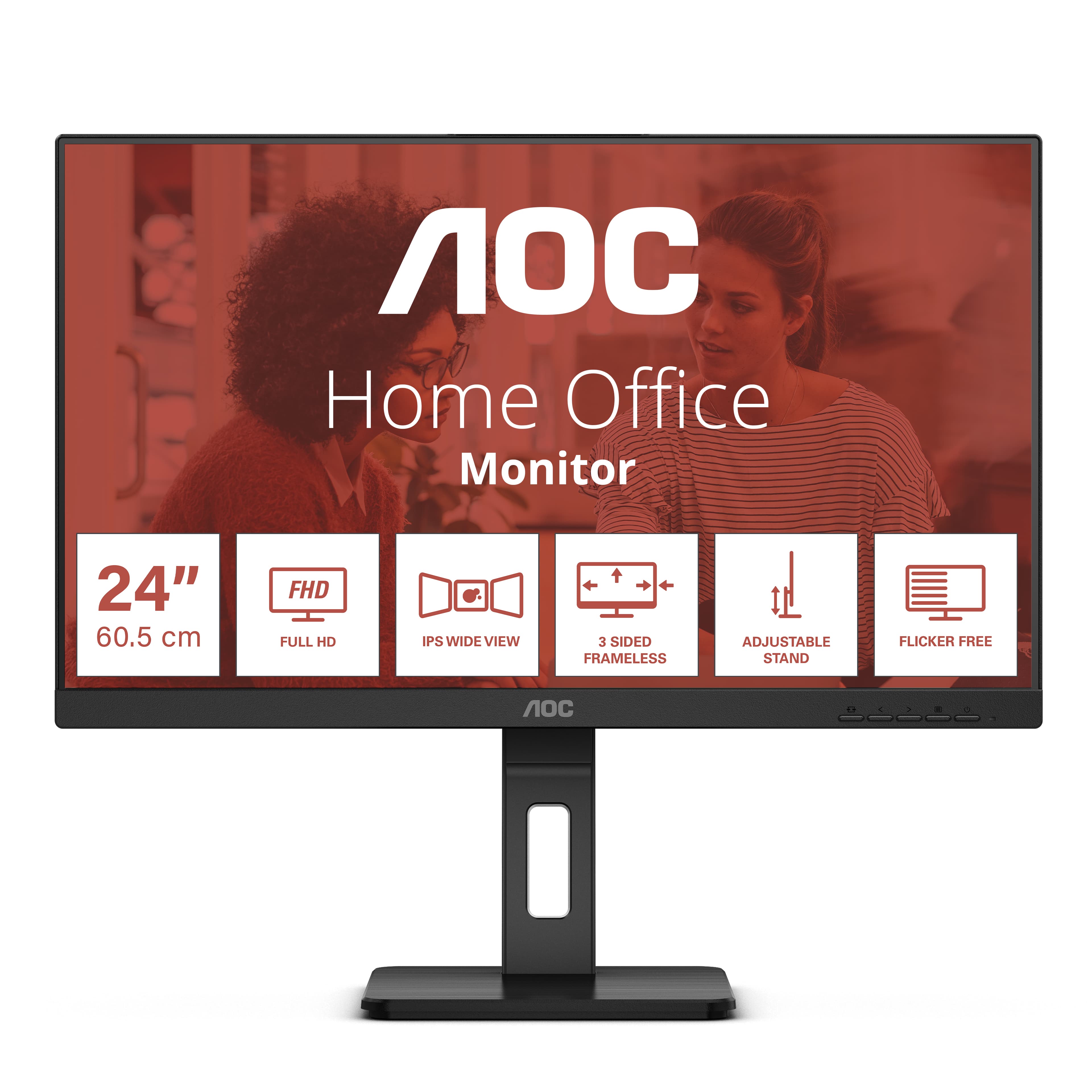 AOC E3 24E3QAF écran plat de PC 60,5 cm (23.8") 1920 x 1080 pixels Full HD LCD Noir