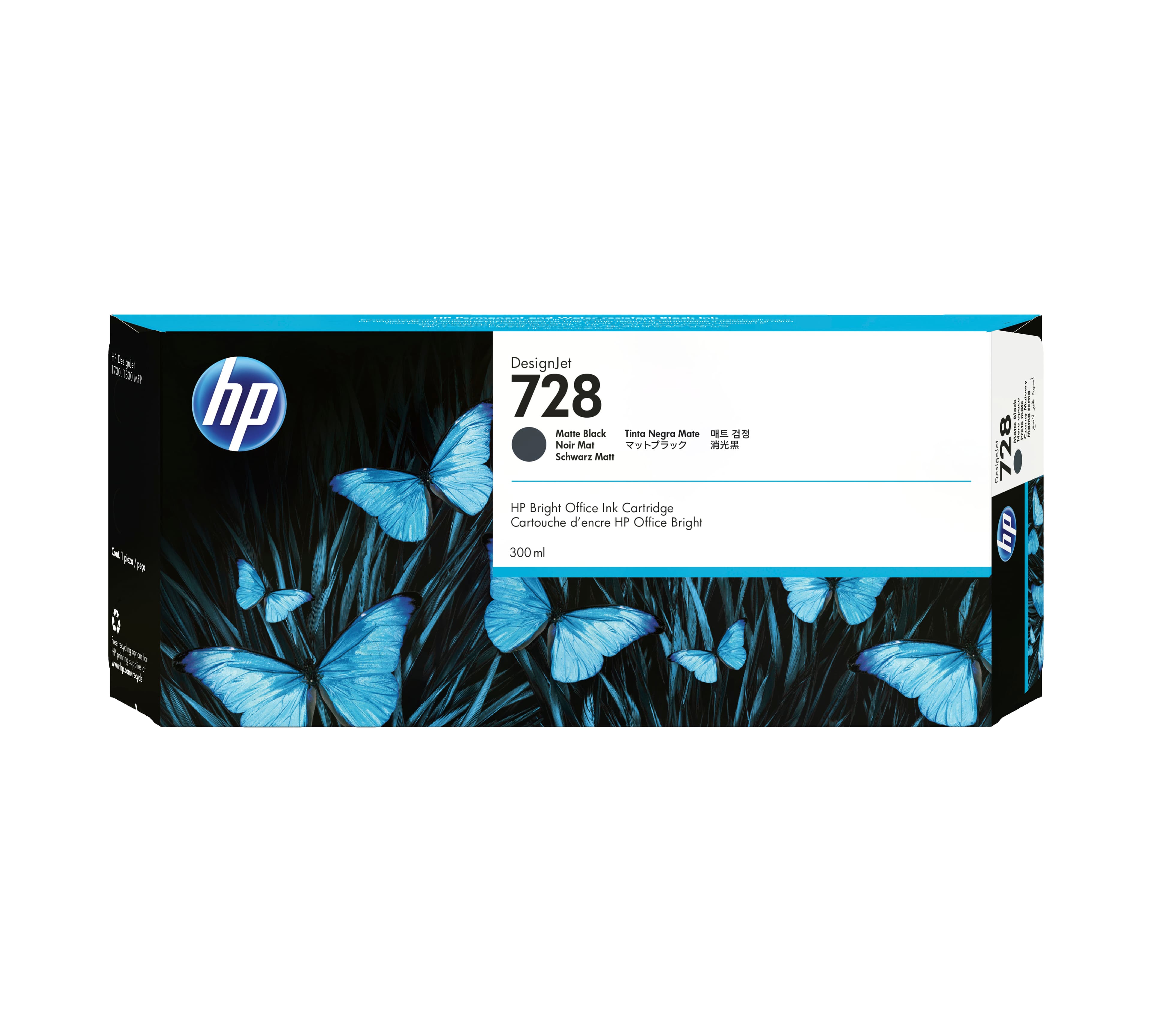 HP 728 cartouche d'encre DesignJet noire mate 300 ml