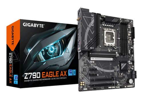 GIGABYTE Z790 EAGLE AX Carte mère - Prend en charge les processeurs Intel Core de 14e génération, VRM numérique 12+1+1 phases, jusqu'à 7600 MHz DDR5 (OC), 3xPCIe 4.0 M.2, Wi-Fi 6E, LAN 2.5GbE, USB 3.2 Gen 2