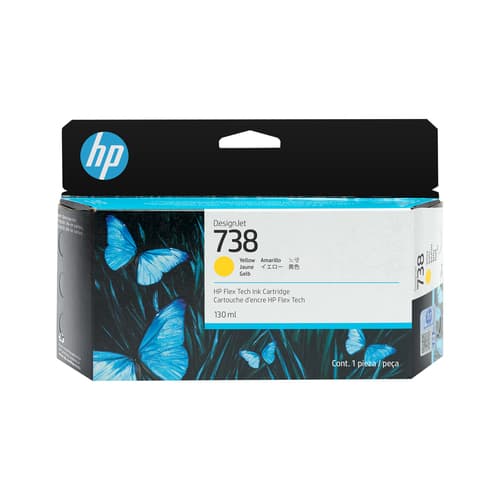 HP Cartouche d’encre DesignJet 738, jaune, 130 ml