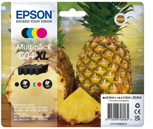Epson 604XL cartouche d'encre 4 pièce(s) Original Rendement élevé (XL) Noir, Cyan, Magenta, Jaune