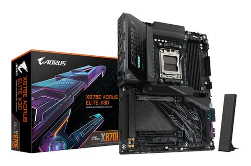 GIGABYTE X870E AORUS ELITE X3D Carte Mère – Prend en charge les processeurs AMD Ryzen 9000, VRM numérique 16+2+2 phases, jusqu’à 9000 Hz DDR5 (OC), 2 x PCIe 5.0 + 2 x PCIe 4.0, Wi-Fi 7, LAN 5 GbE, USB 4