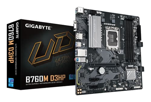 GIGABYTE B760M D3HP Carte Mère - Processeurs Intel Core 14ème Génération, VRM 4+1+1 phases, jusqu'à 5600 MHz DDR5, 2xPCIe 4.0 M.2, LAN GbE, USB 3.2 Gen 1