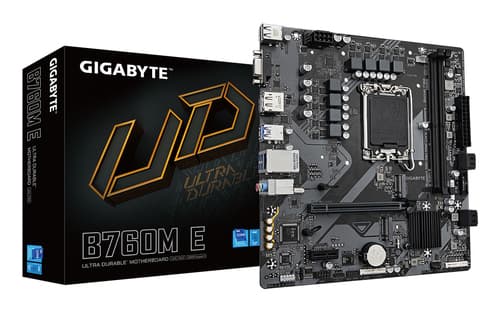 GIGABYTE B760M E Carte mère - Compatible avec les processeurs Intel Core 14ᵉ génération, VRM 6+1+1 phases, jusqu'à 7200 MHz DDR5 (OC), 2xPCIe 4.0 M.2, LAN 1 GbE, USB 3.2 Gen 1