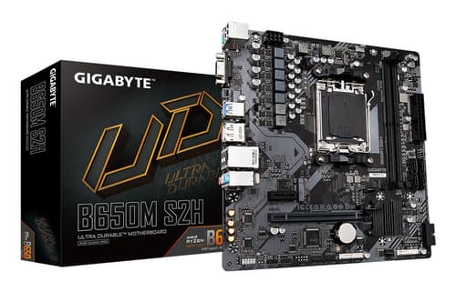GIGABYTE B650M S2H Carte mère - AMD Ryzen série 9000, VRM 5+2+2 phases, jusqu'à 6400 MHz DDR5 (OC), 1xPCIe 4.0 M.2, LAN GbE, USB 3.2 Gen 1