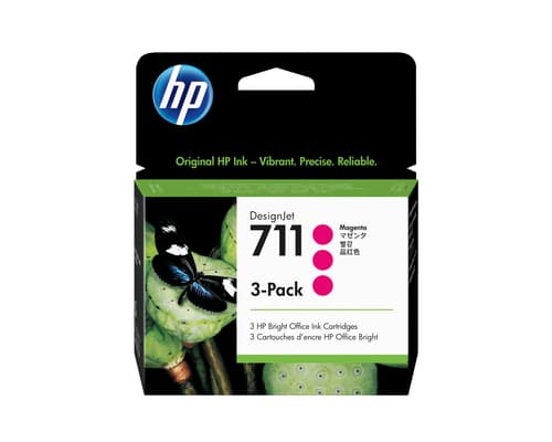 HP 711 pack de 3 cartouches d'encre DesignJet magenta, 29 ml