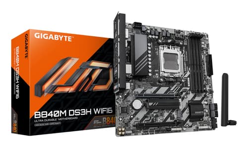 GIGABYTE B840M DS3H WIFI6 Carte Mère – Processeurs AMD Ryzen 9000, VRM numérique 8+2+2 phases, jusqu'à 8200 MHz DDR5, 2 x M.2 PCIe 4.0, Wi-Fi 6, LAN 2,5 GbE, USB 3.2 Gen 1