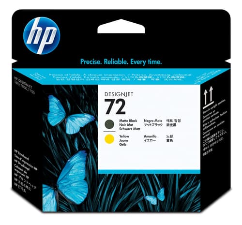 HP 72 tête d'impression DesignJet noir mat et jaune