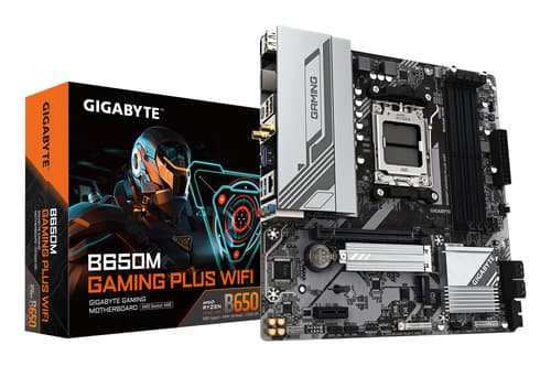 GIGABYTE B650M GAMING PLUS WIFI Carte mère - Processeurs AMD Ryzen 9000, VRM 5+2+2 phases, jusqu'à 8000 MHz DDR5, 2xPCIe 4.0 M.2, LAN 2.5GbE, WIFI 6E, USB 3.2 Gen 1