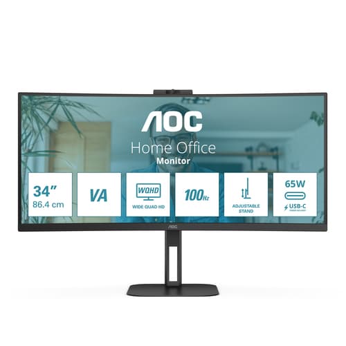AOC V5 CU34V5CW écran plat de PC 86,4 cm (34") 3440 x 1440 pixels Wide Quad HD LED Noir