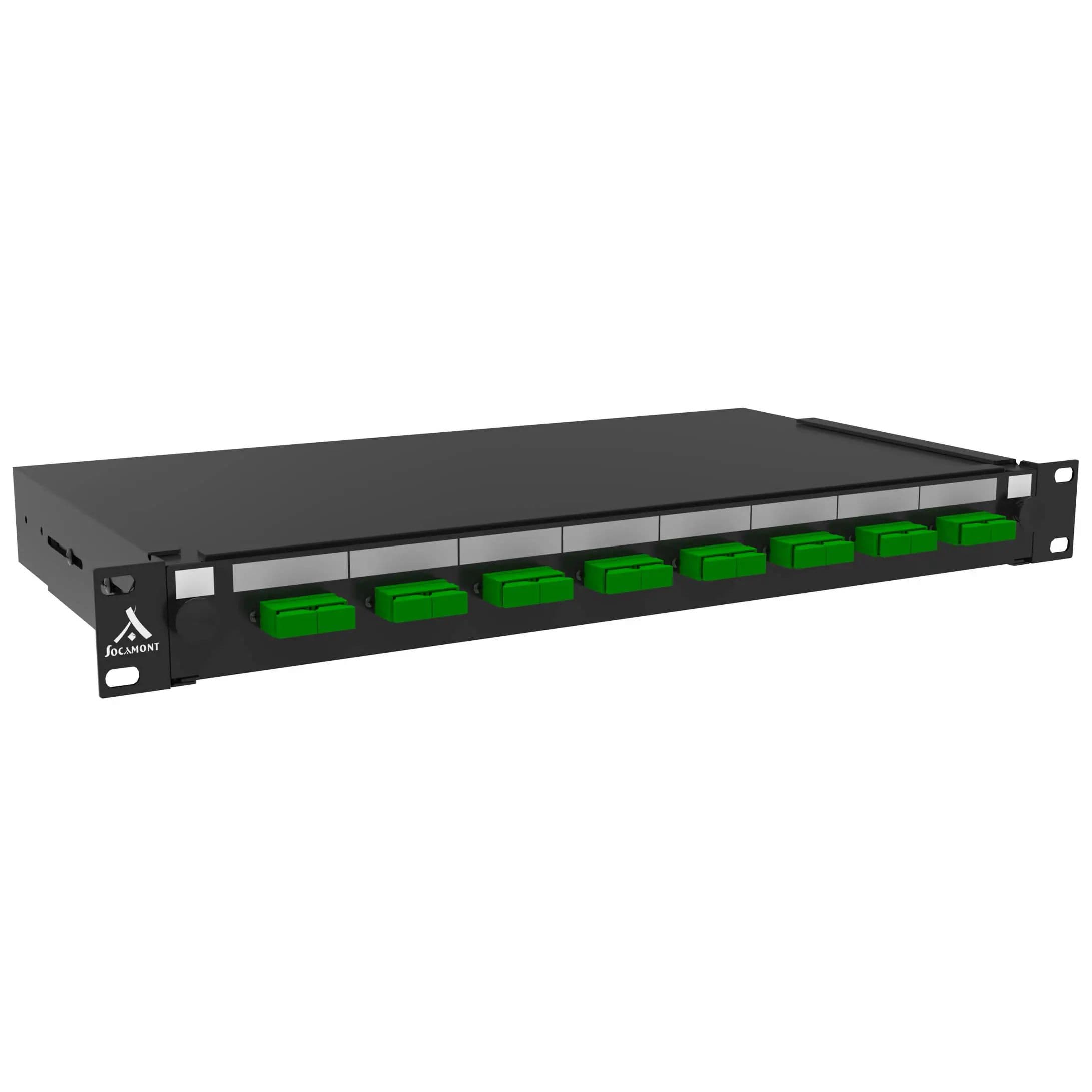 SOCAMONT Tiroir optique 19" avec 8 SC APC duplex monomode vert/ kit management